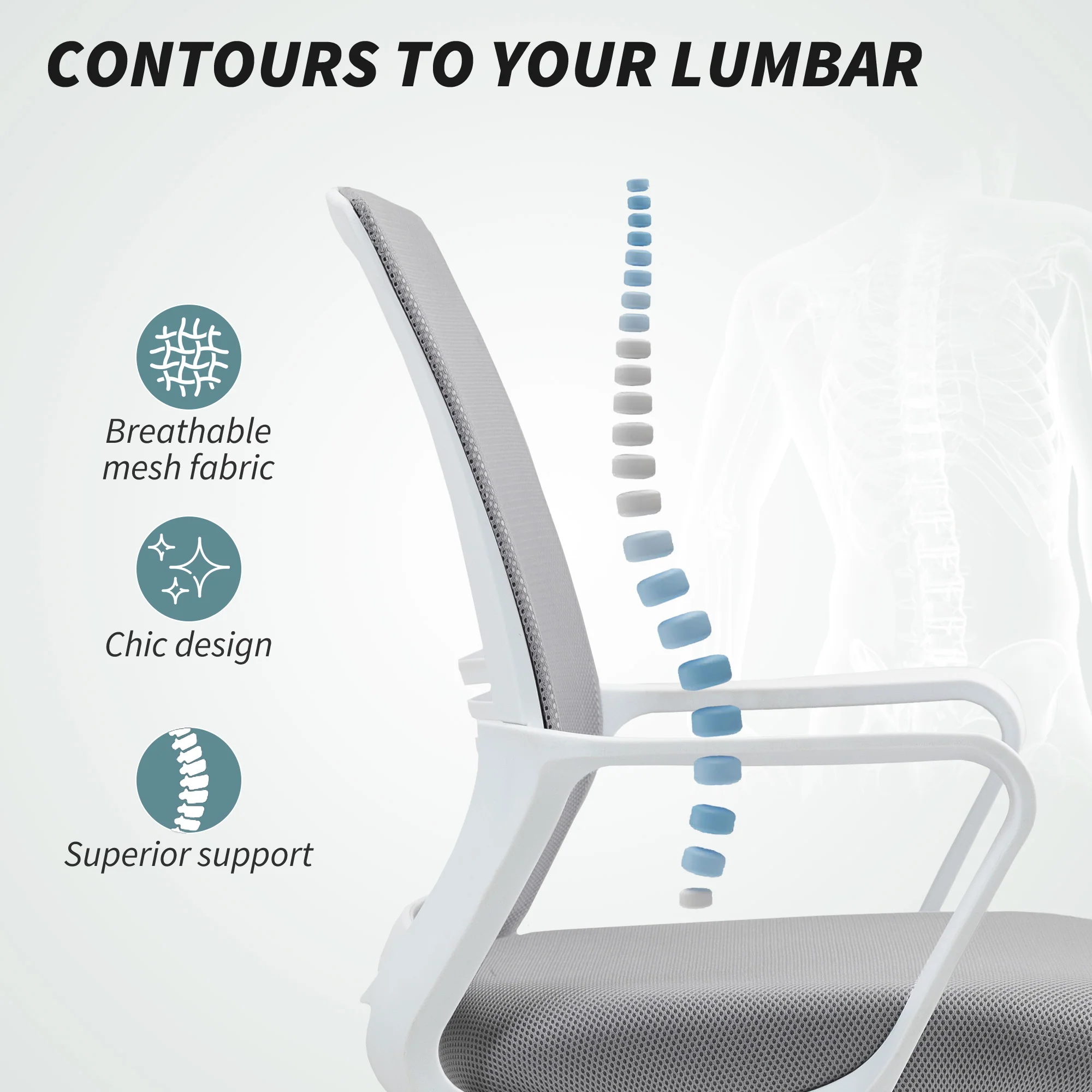 HOMCOM Draughtsman Chair, Mesh Ergonomic Drafting Chair - Image 15
