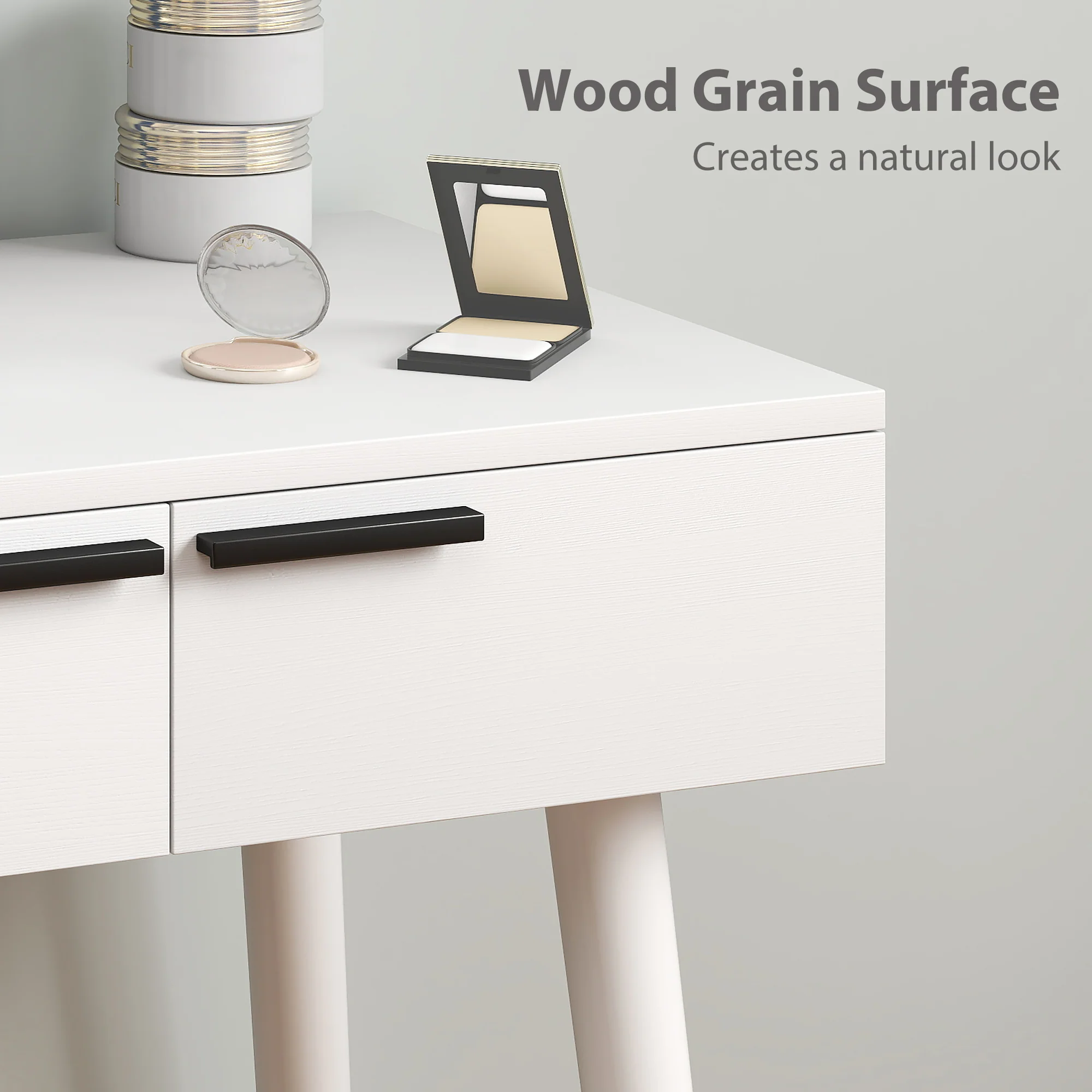 HOMCOM Dressing Table Vanity Set Make Up Desk With Mirror & Stool White - Image 4