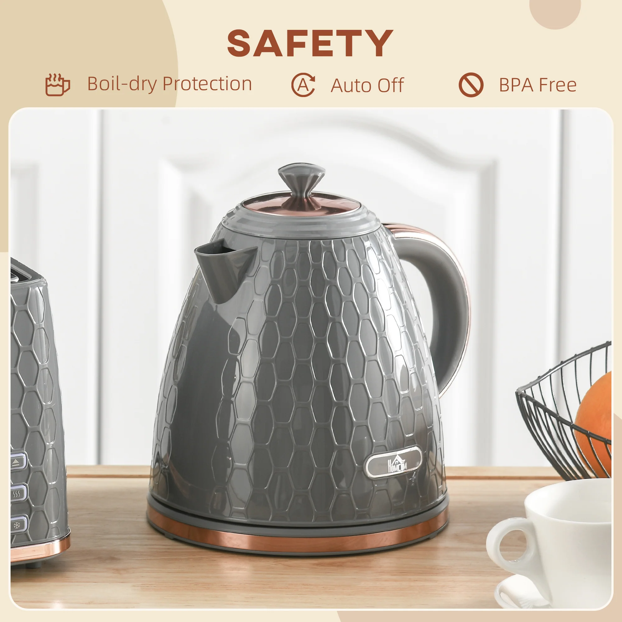 HOMCOM Electric Kettle, Fast Boil, 1.7L, 3kW, Swivel, Auto Shut-off - Image 15