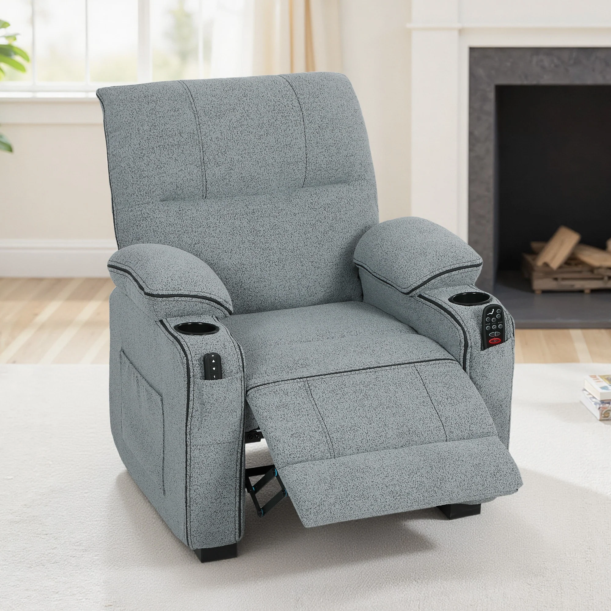 HOMCOM Electric Massage Recliner Armchair With Heat, Power Reclining Chair - Image 9