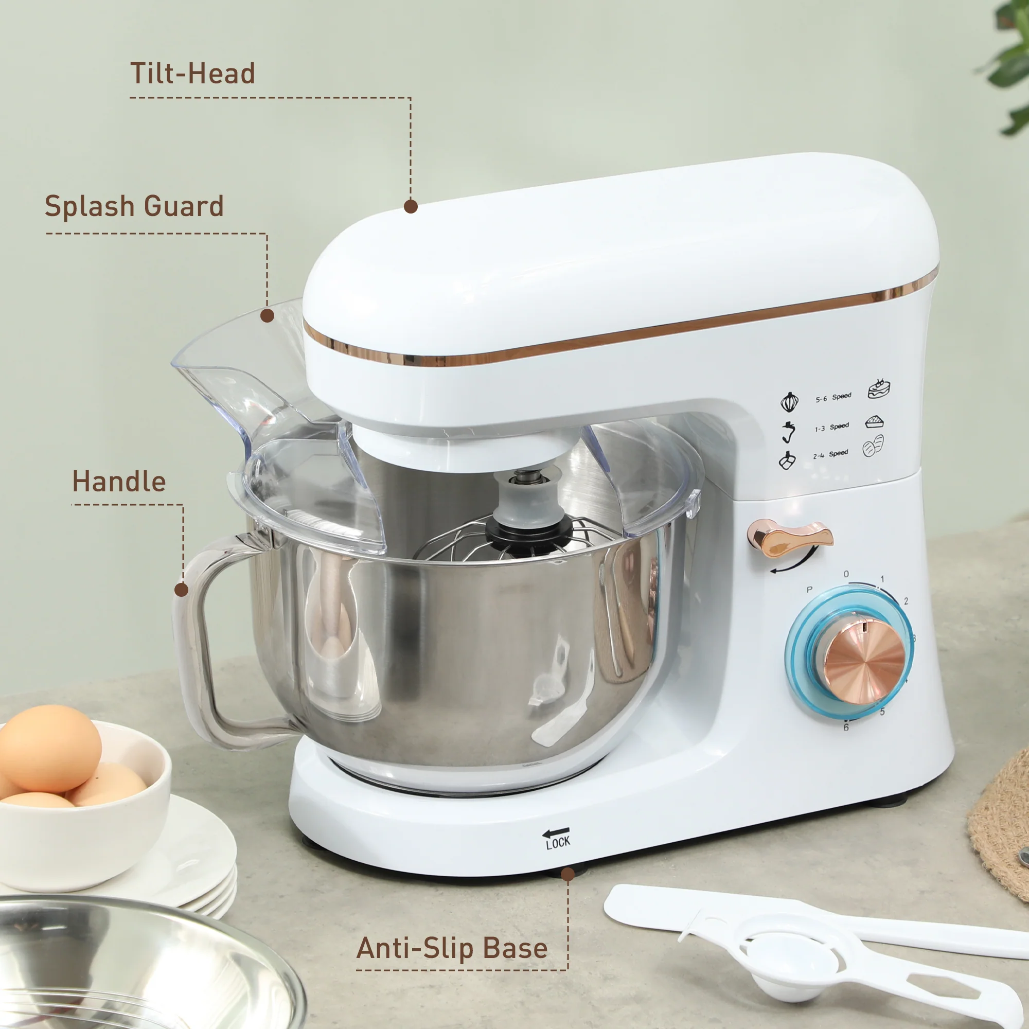HOMCOM Electric Stand Mixer, 5L Food Mixer With Dough Hook, Whisk - Image 12