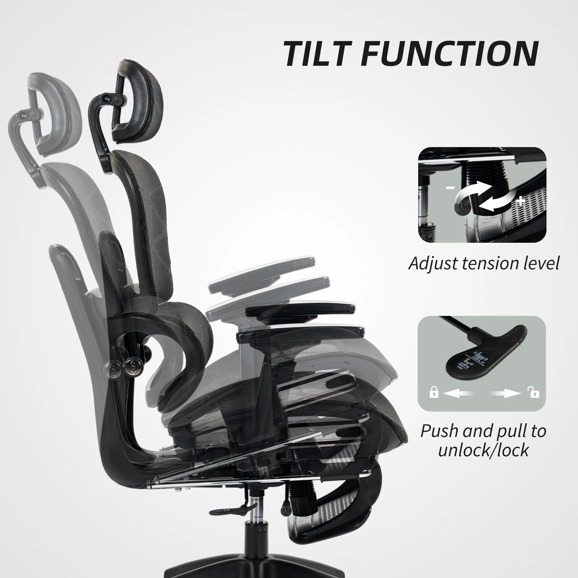 HOMCOM Ergonomic Office Chair Swivel Computer Chair With 3D Armrest - Image 9