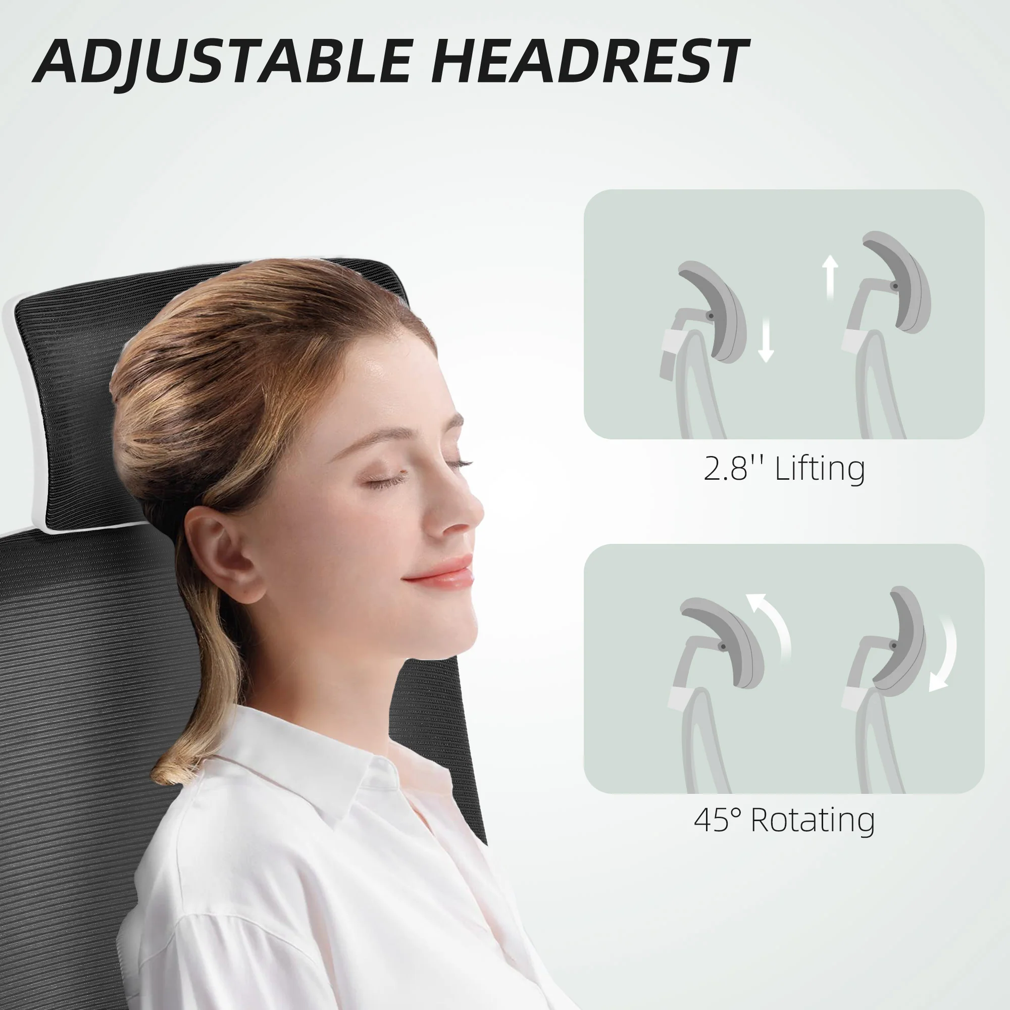 HOMCOM Executive Mesh Office Chair with Headrest, Lumbar Support, Grey - Image 6