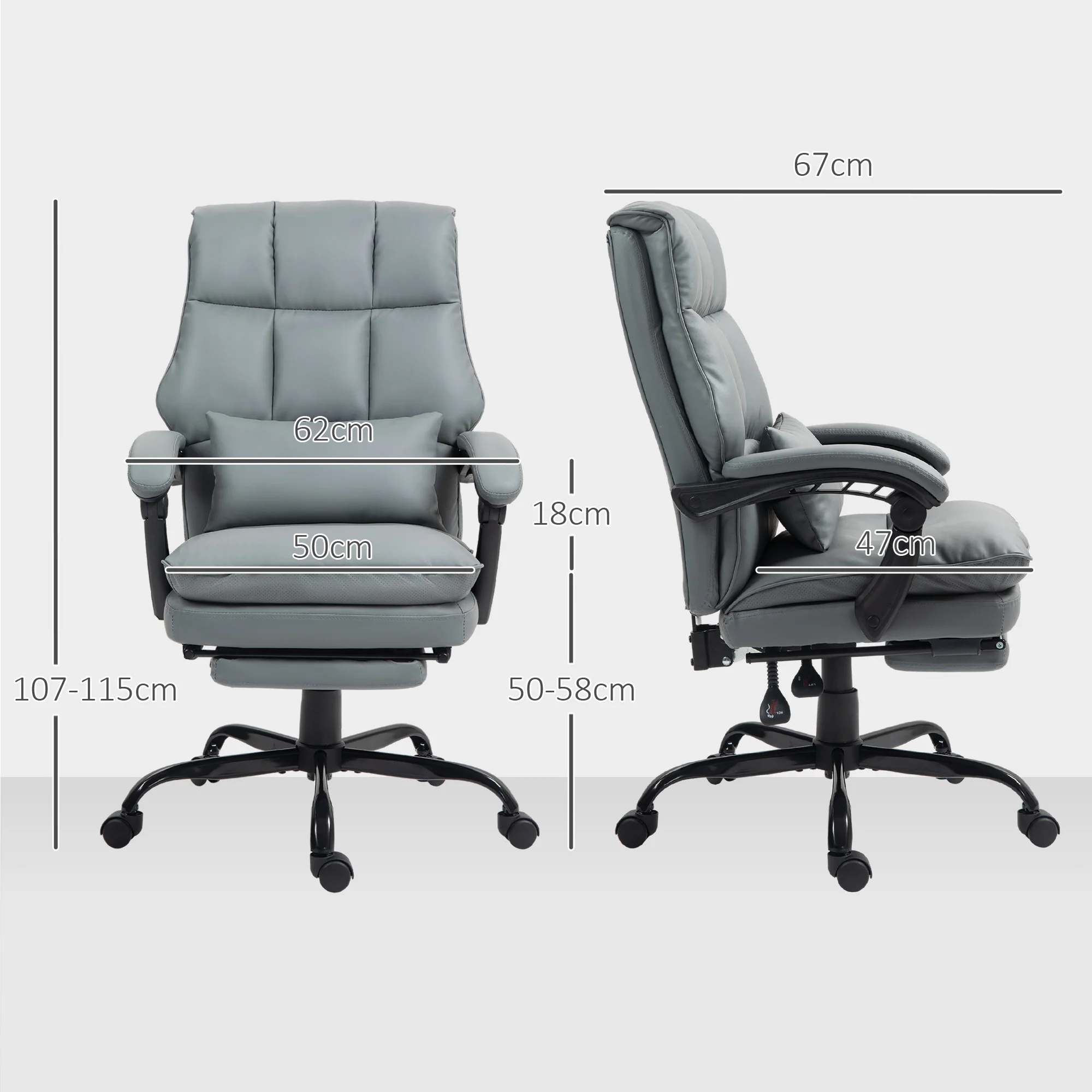 HOMCOM Executive Office Chair, PU Leather Desk Chair With Armrests - Image 14