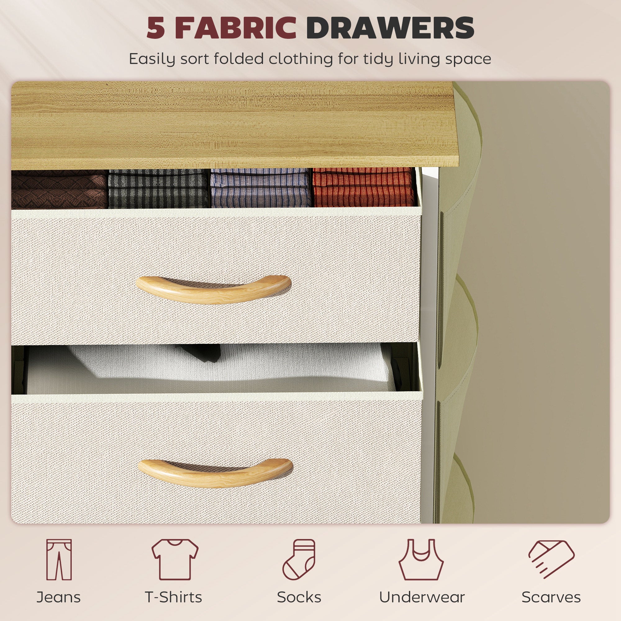 HOMCOM Fabric Chest Of Drawers, Dresser For Bedroom, - Image 13