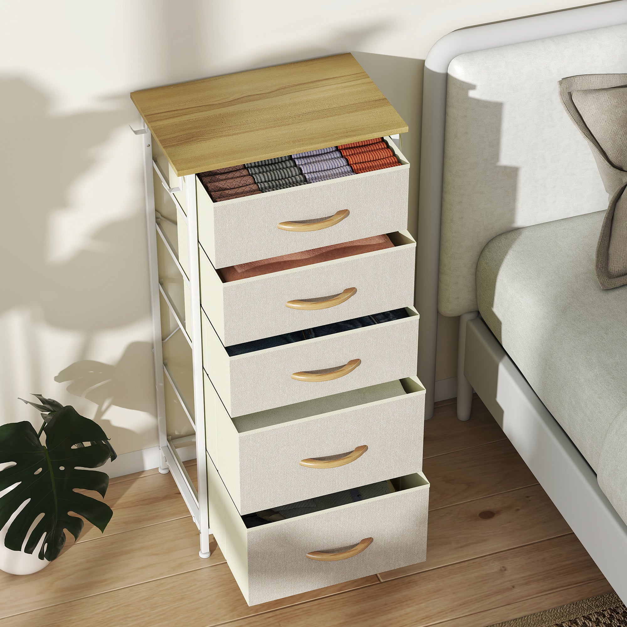 HOMCOM Fabric Chest Of Drawers, Dresser For Bedroom, - Image 17
