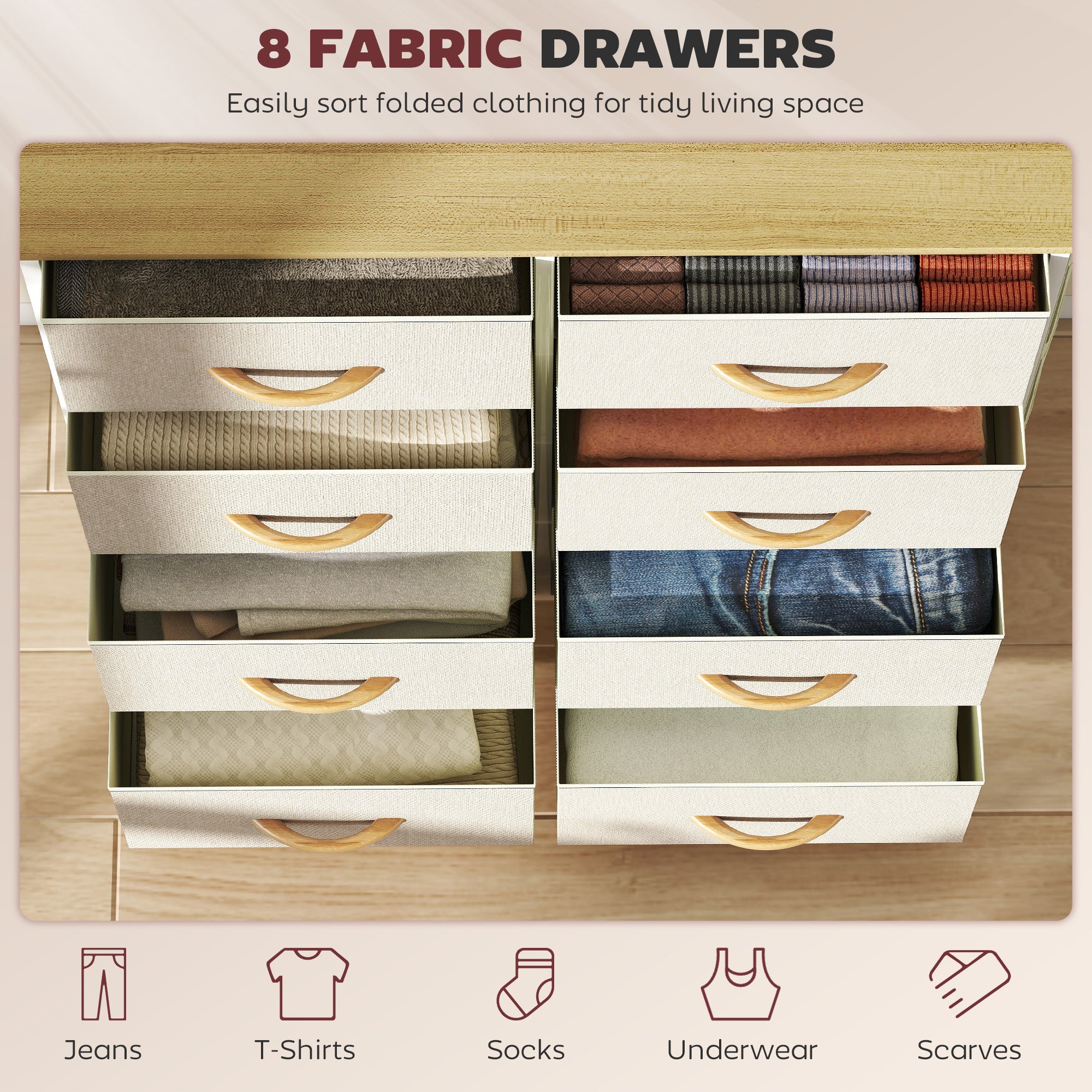 HOMCOM Fabric Chest Of Drawers, Dresser For Bedroom, - Image 22