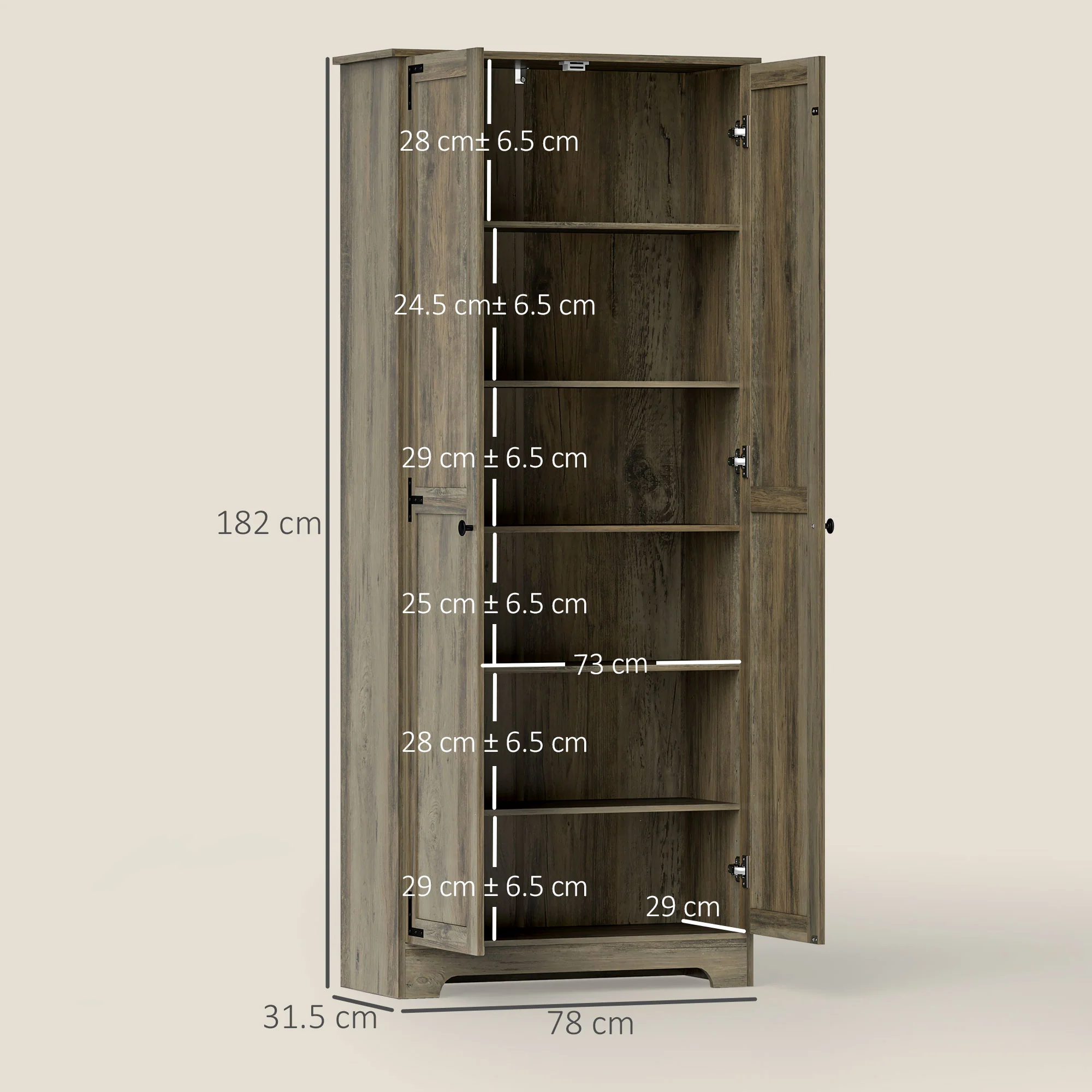 HOMCOM Farmhouse Kitchen Cupboard, Kitchen Cabinet, Grey Wood-Effect - Image 5