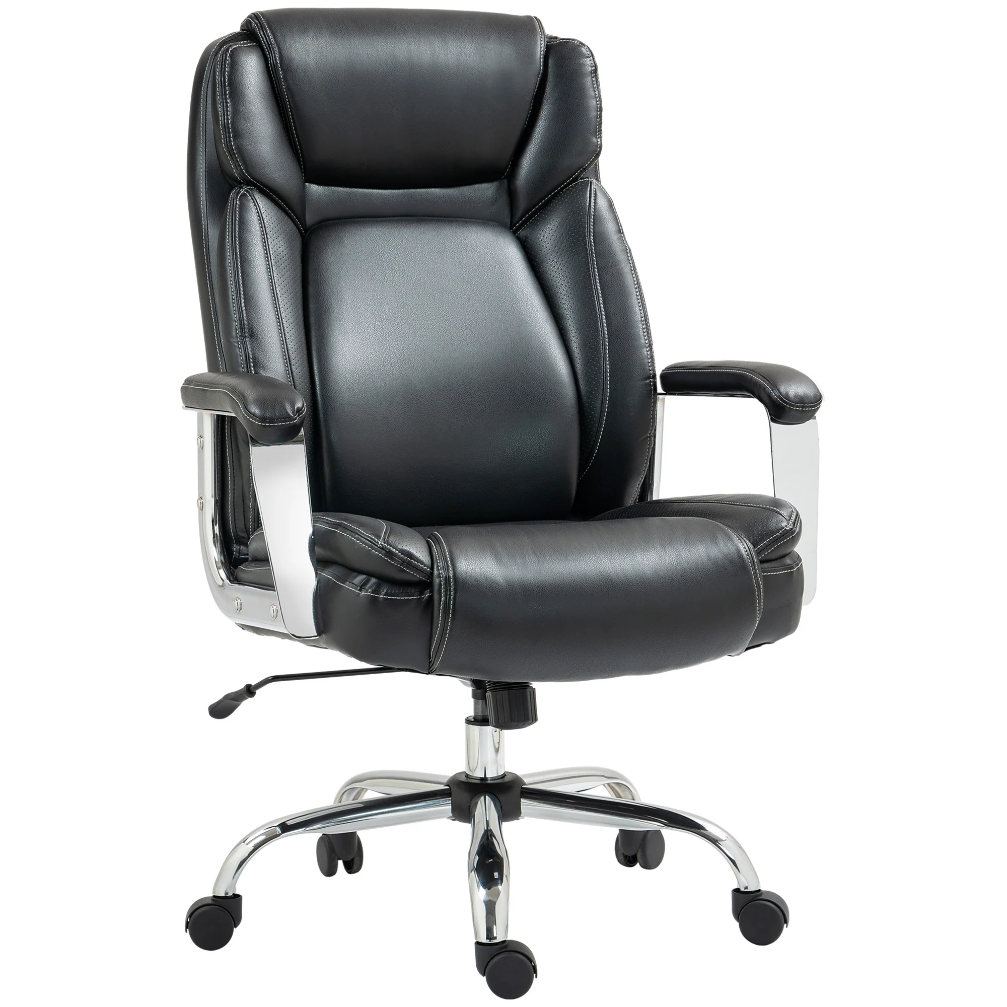 HOMCOM Faux Leather Desk Chair With Adjustable Height, 227kg 500LBS, Black