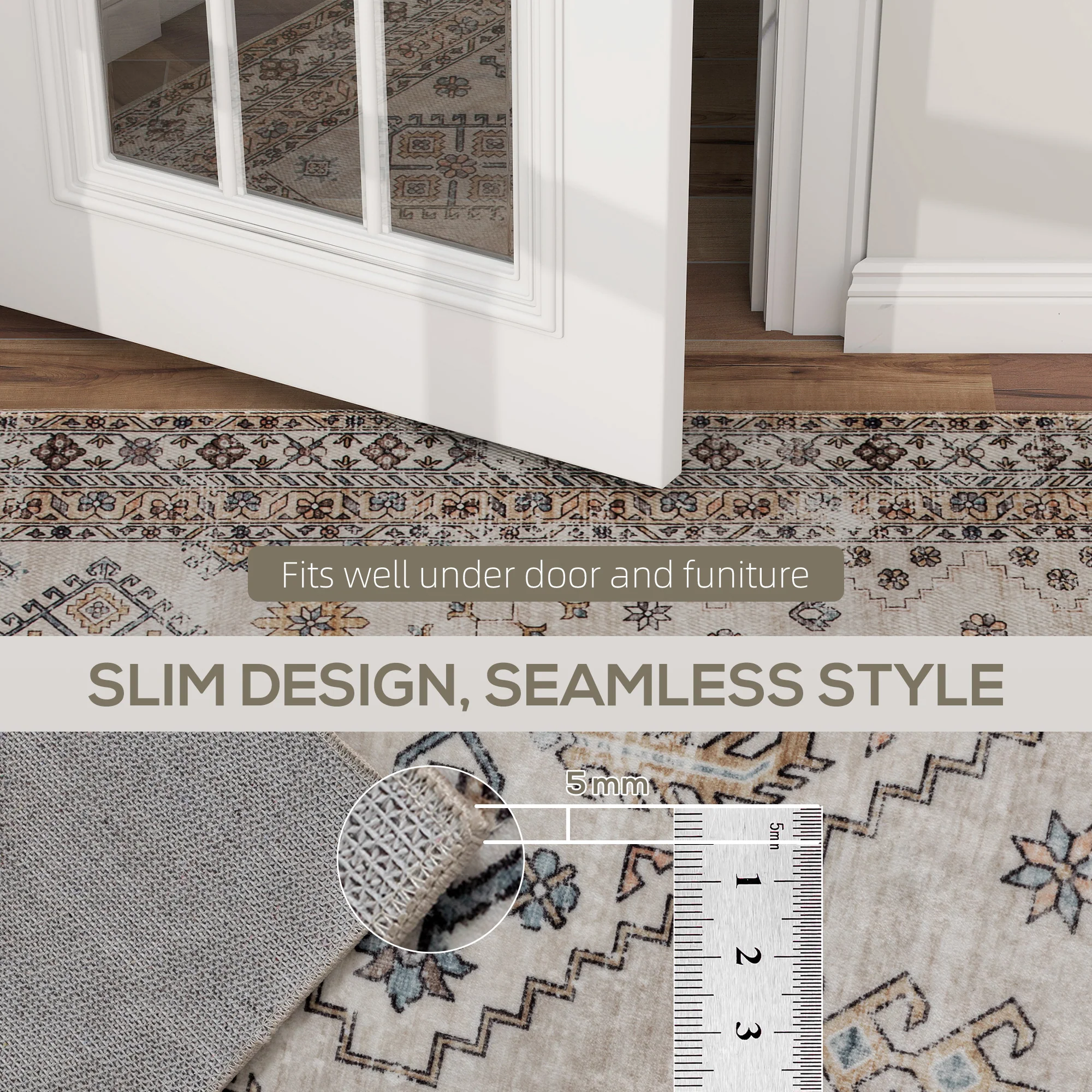 HOMCOM Flannel Non-Slip Washable Rug for Living Room, - Image 16