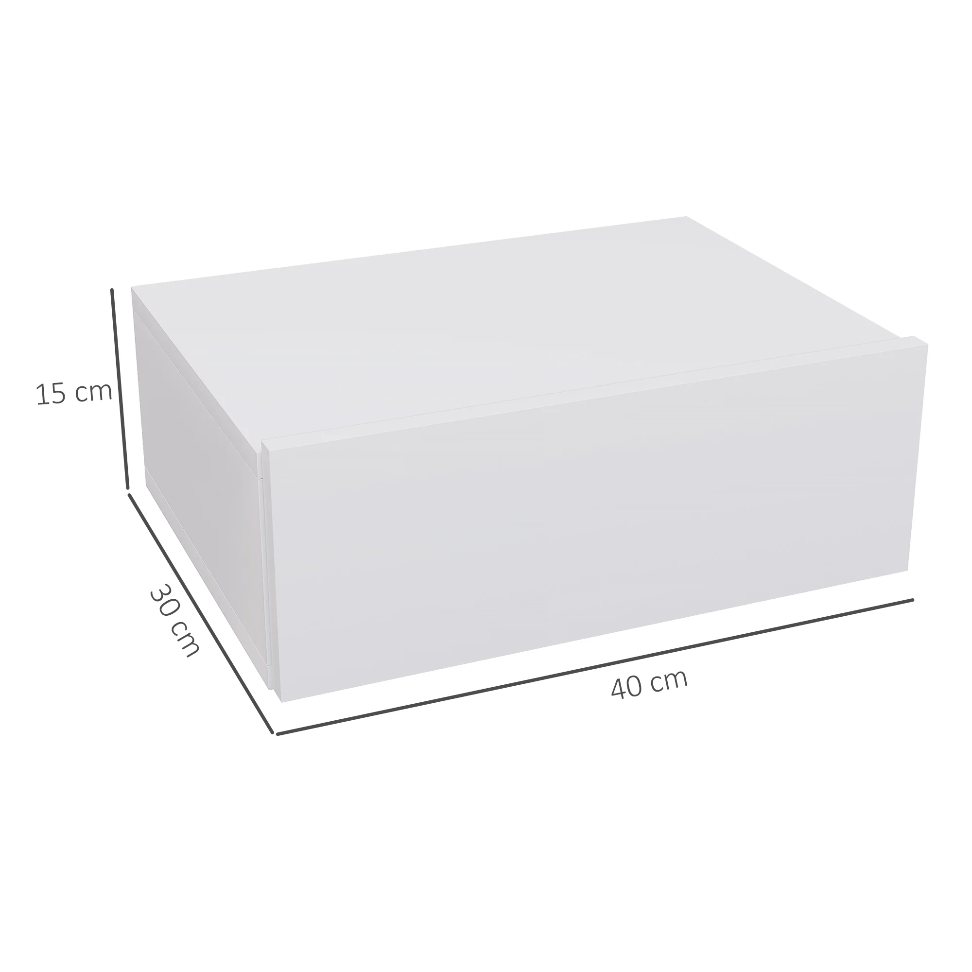 HOMCOM Floating Bedside Table, Wall-Mounted Side Table for Bedroom, White - Image 3