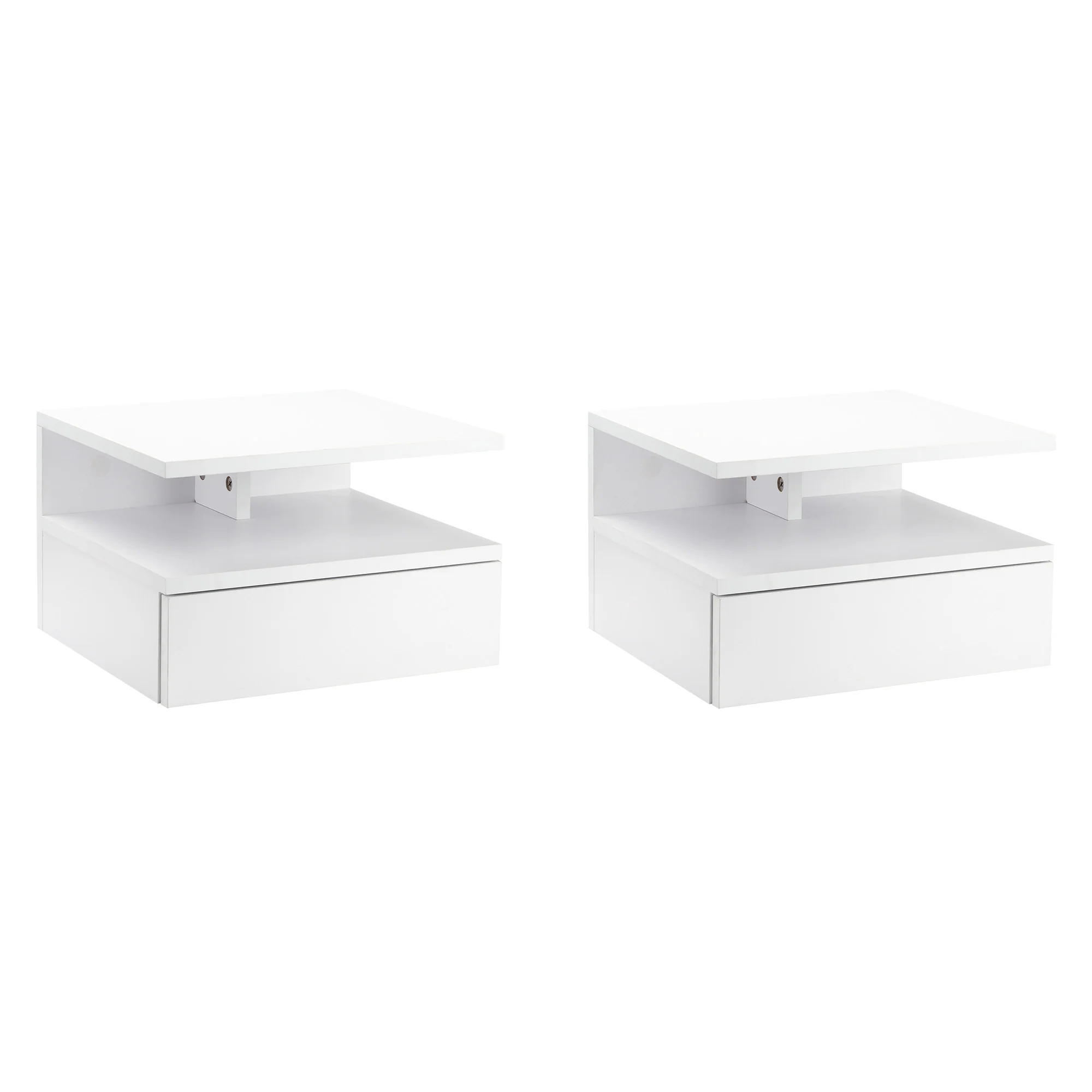 HOMCOM Floating Nightstand Set of 2, Wall Mounted Bedside Cabinet with Drawer