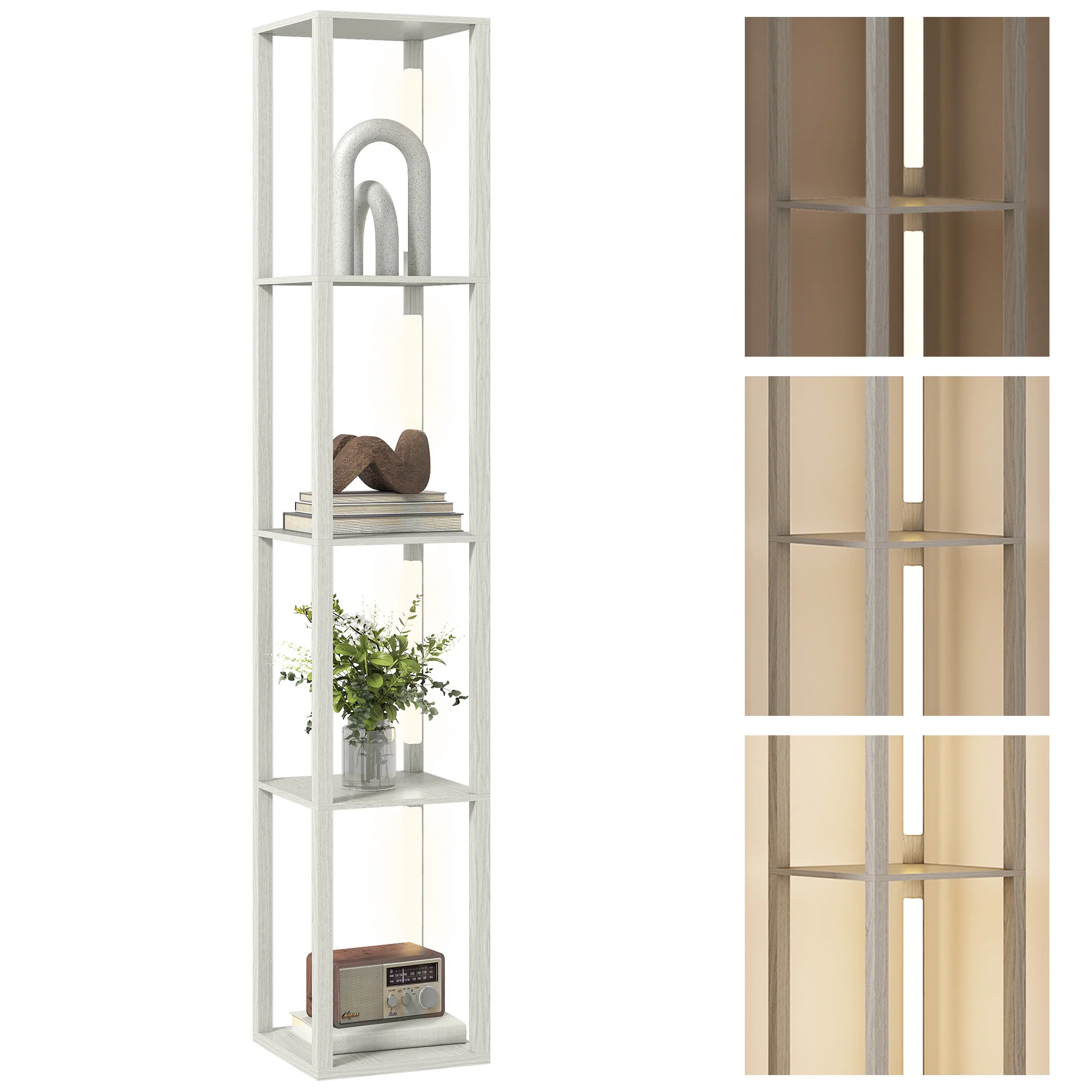 HOMCOM Floor Lamp for Living Room, Standing Lamp with Foot Switch, Oak