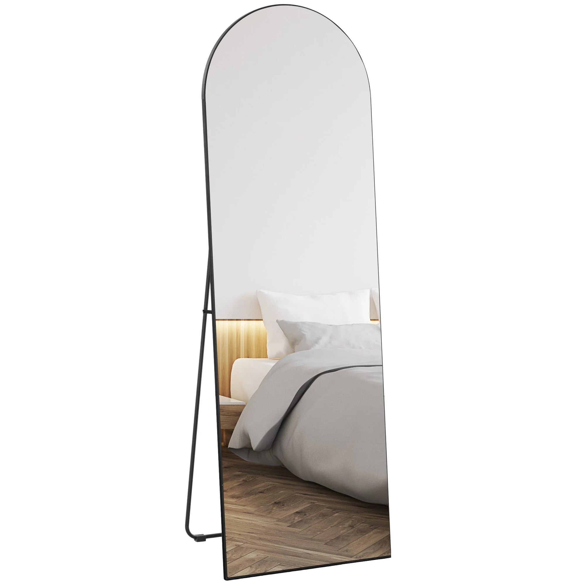 HOMCOM Floor Mirror Wall Mount Leaning Standing Mirror 50 X 150cm Black