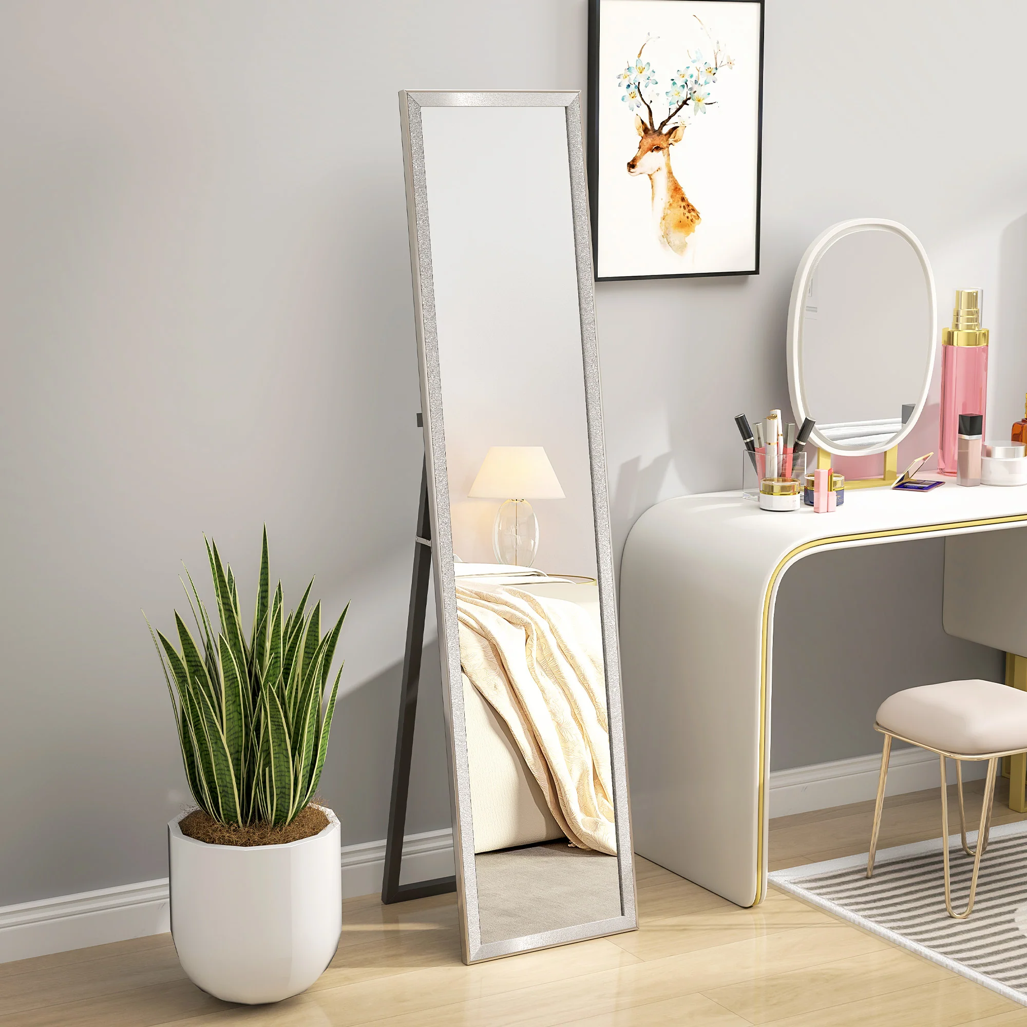 HOMCOM Floor Mirror Wall Mounted Leaning Standing Mirror - Image 11