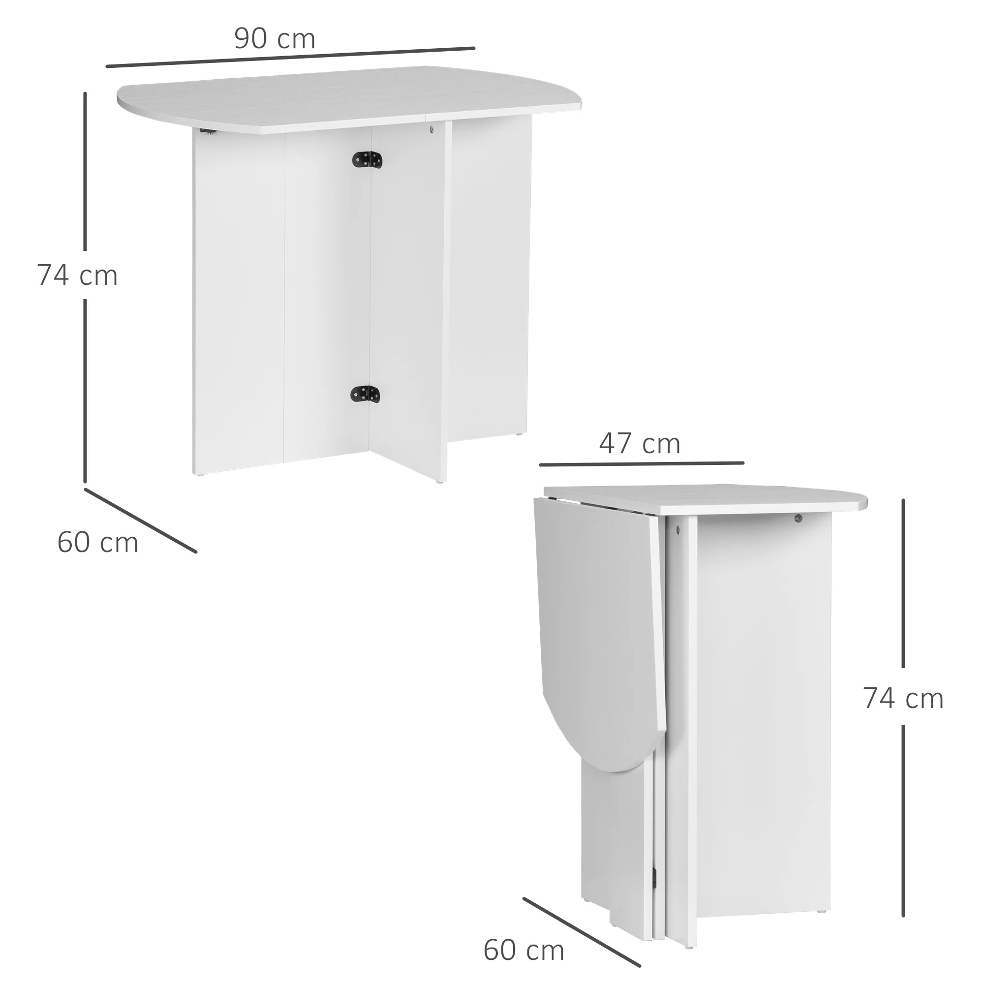 HOMCOM Foldable Dining Table Compact Drop Leaf Table for Kitchen White - Image 14