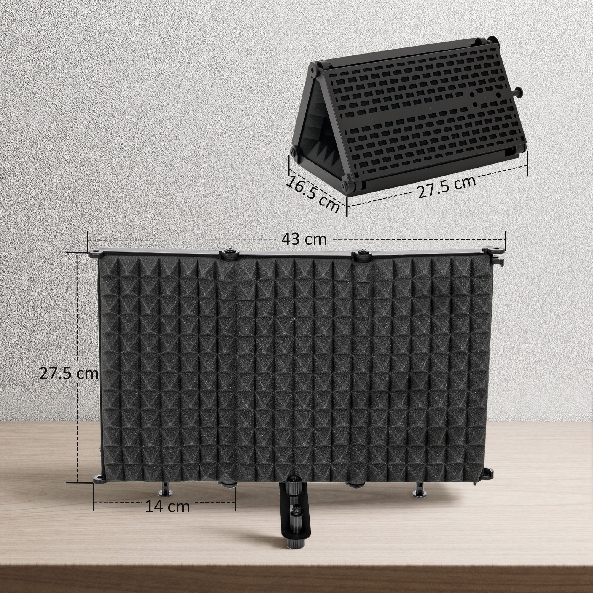 HOMCOM Foldable Table Top Studio Microphone Isolation Shield, Black - Image 5