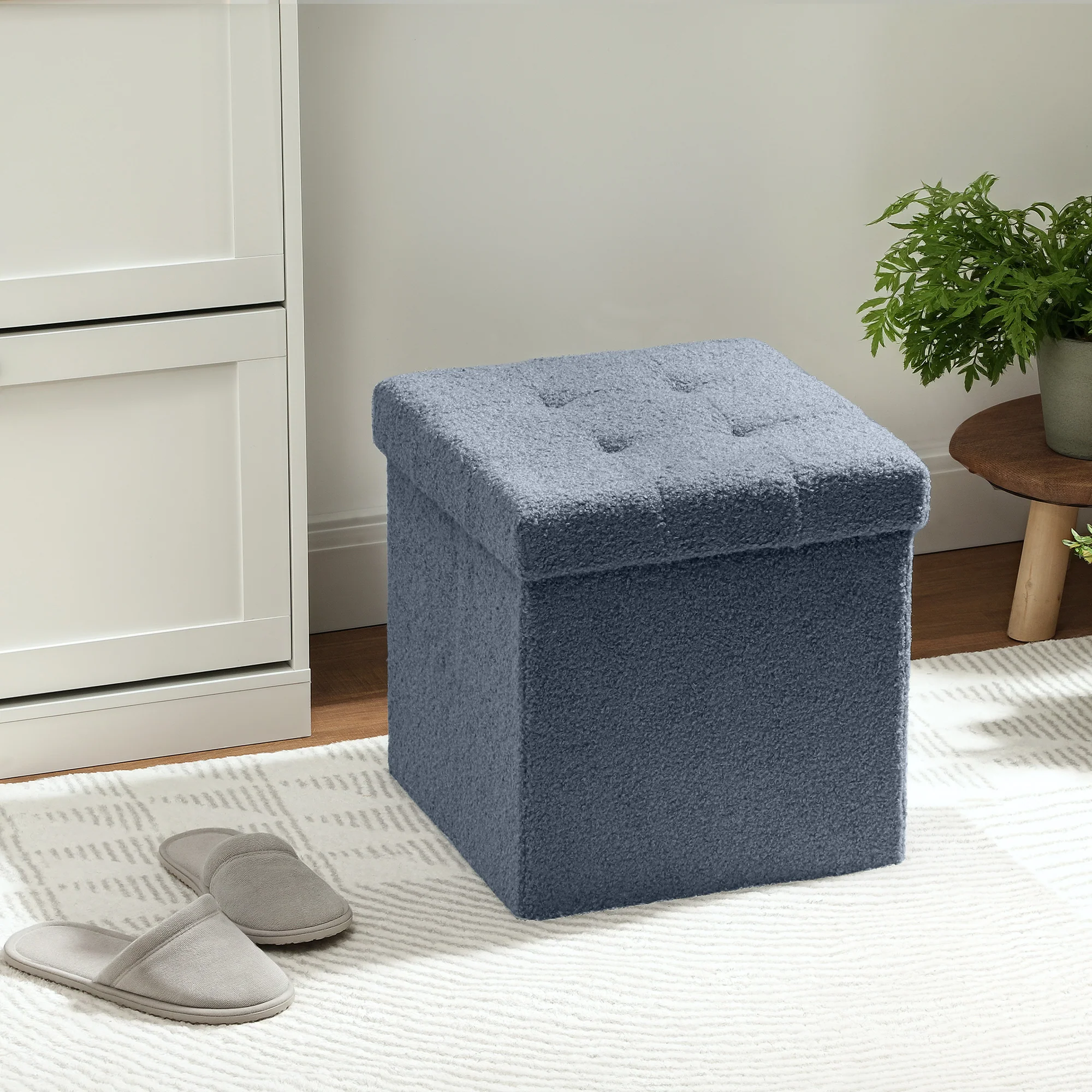 HOMCOM Foldable Velvet-Feel Storage Ottoman, 38 X 38 X 38 Cm, - Image 16