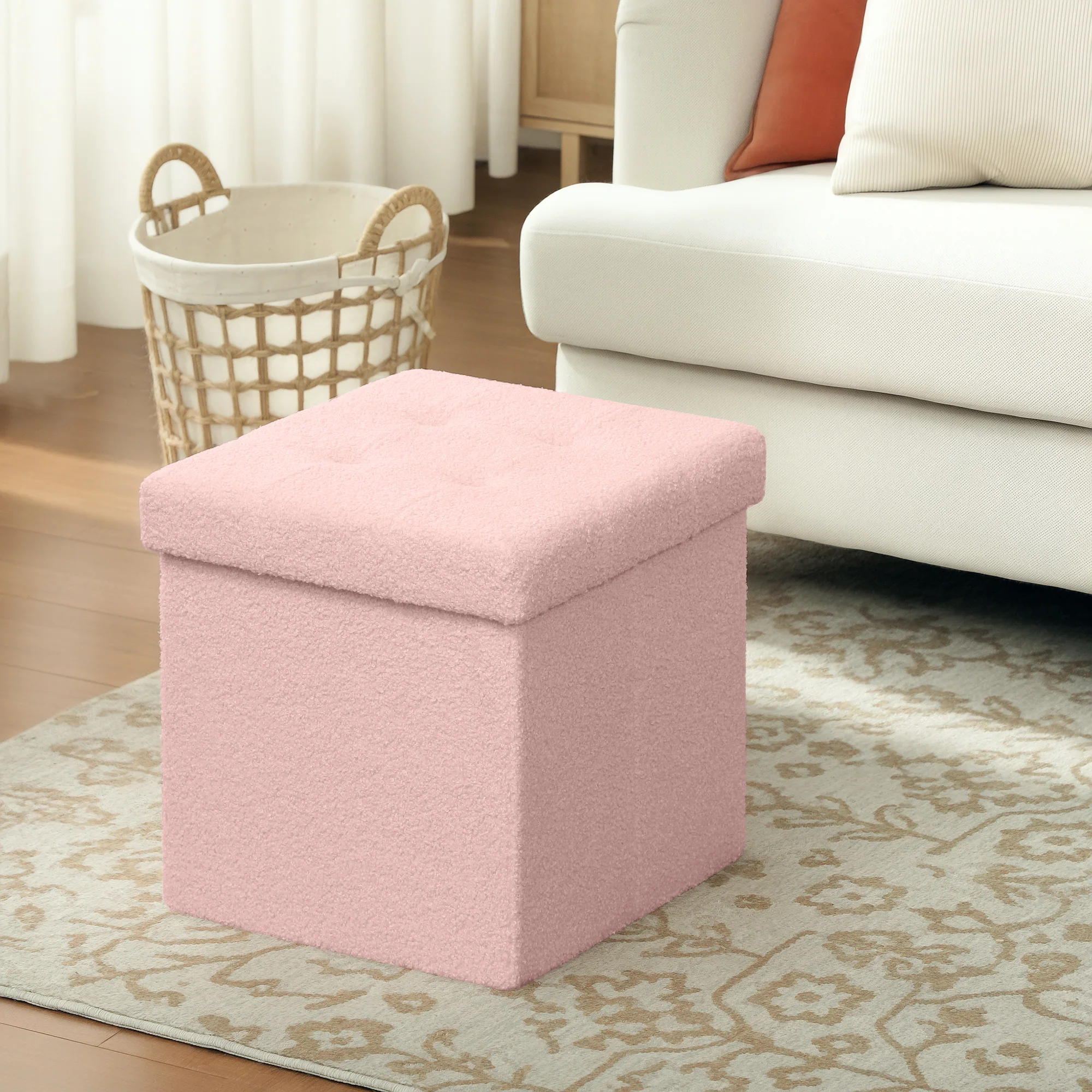 HOMCOM Foldable Velvet-Feel Storage Ottoman, 38 X 38 X 38 Cm, - Image 20