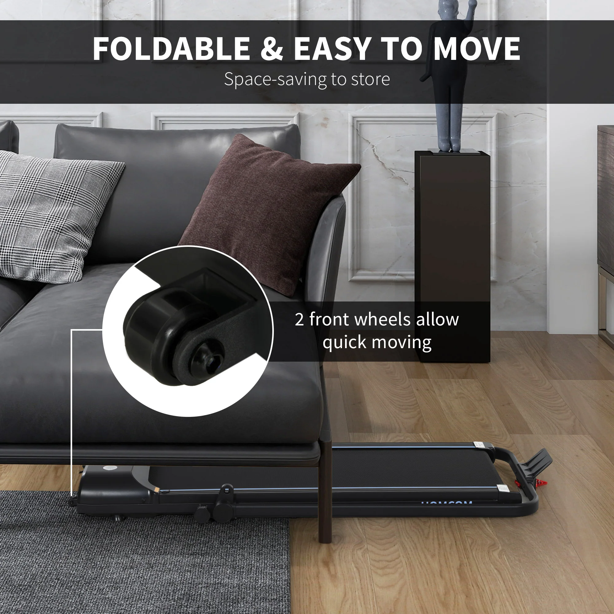 HOMCOM Foldable Walking Treadmill W/ LED Display - Image 3