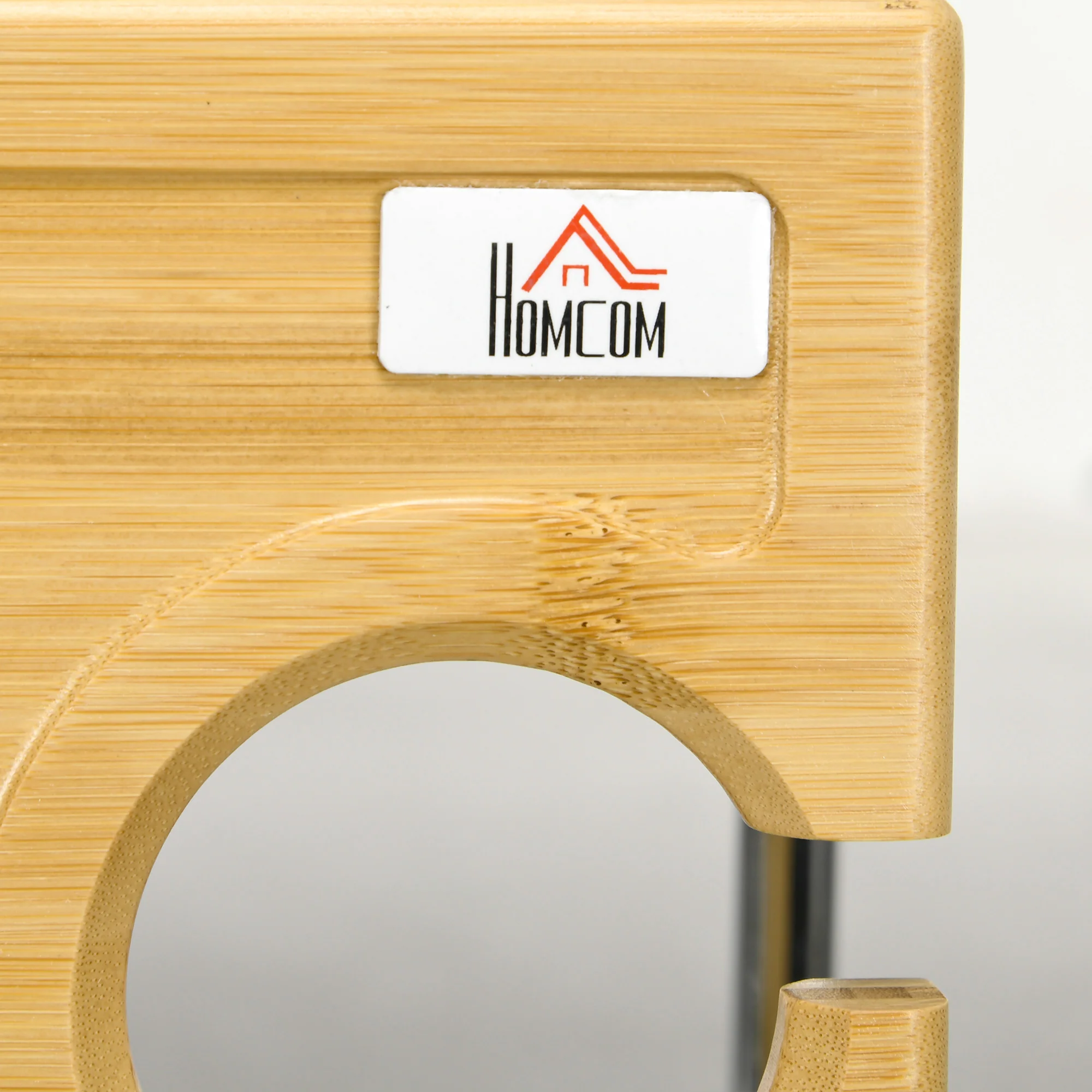 HOMCOM Foldable Wine Table, Bamboo Picnic Table With Bottle Holder, Glass Holder - Image 9