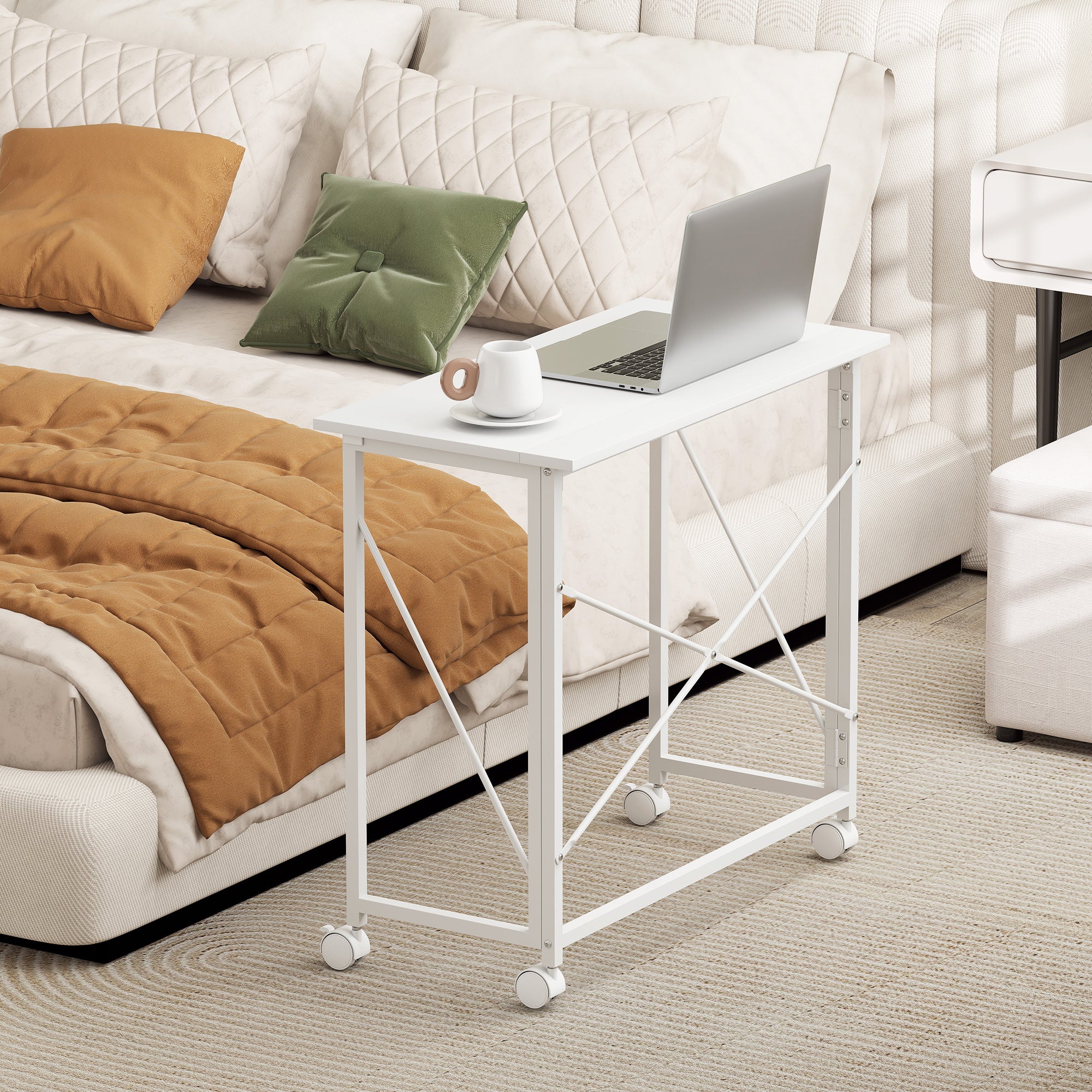 HOMCOM Folding Desk on Wheels, Writing Table for Home Office - Image 17