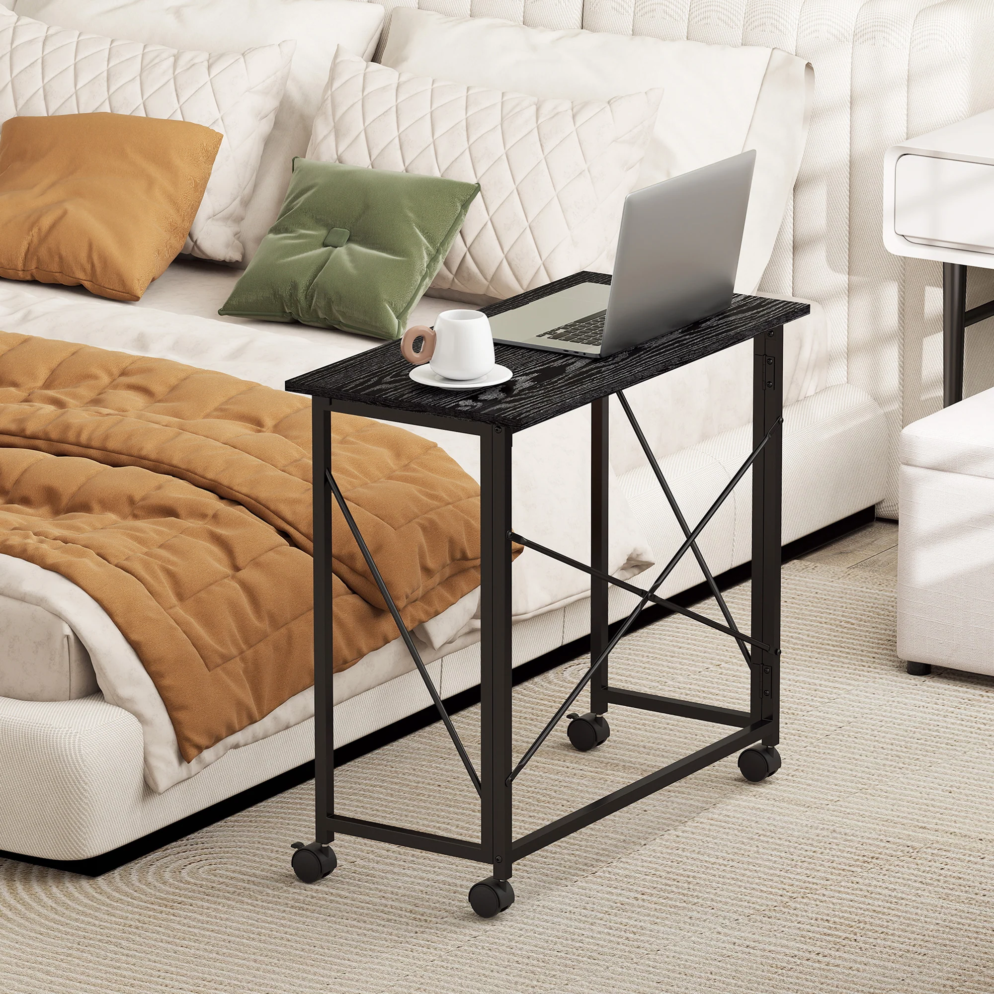 HOMCOM Folding Desk on Wheels, Writing Table for Home Office - Image 26