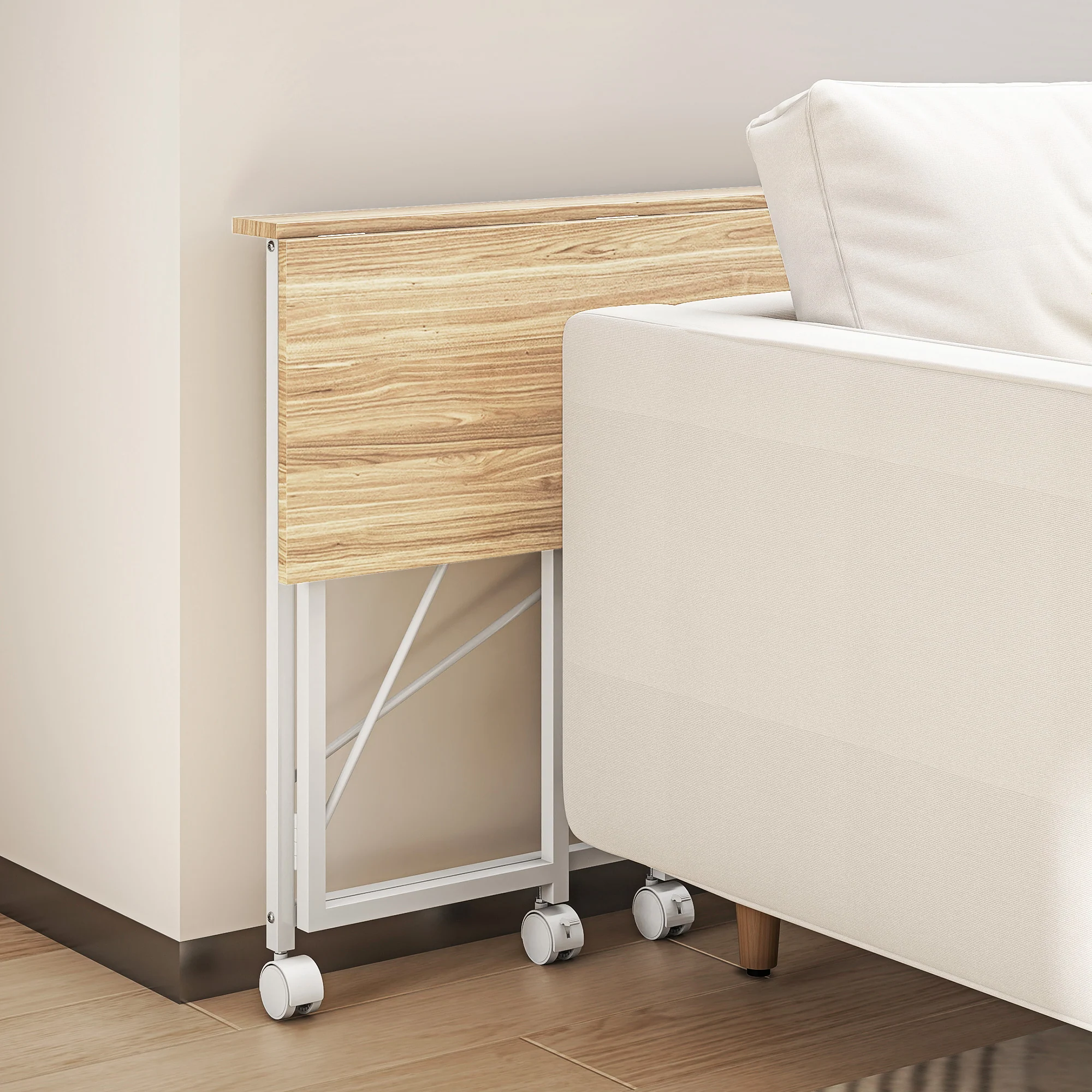 HOMCOM Folding Desk on Wheels, Writing Table for Home Office - Image 9