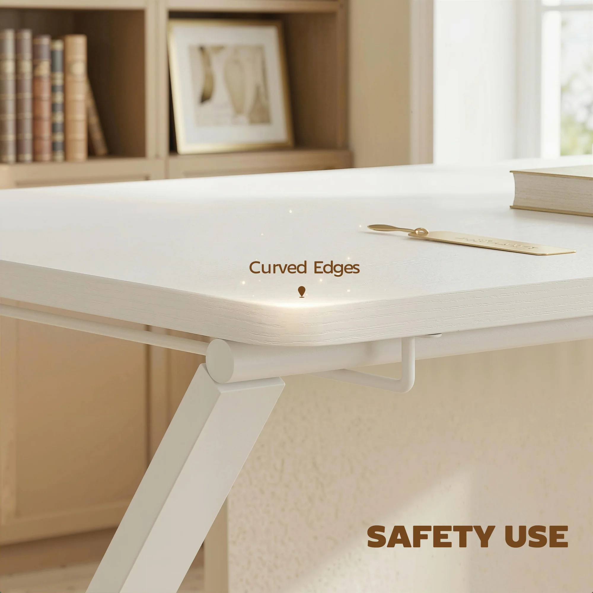 HOMCOM Folding Desk with 2-Tier Shelf for Home Office, White - Image 8
