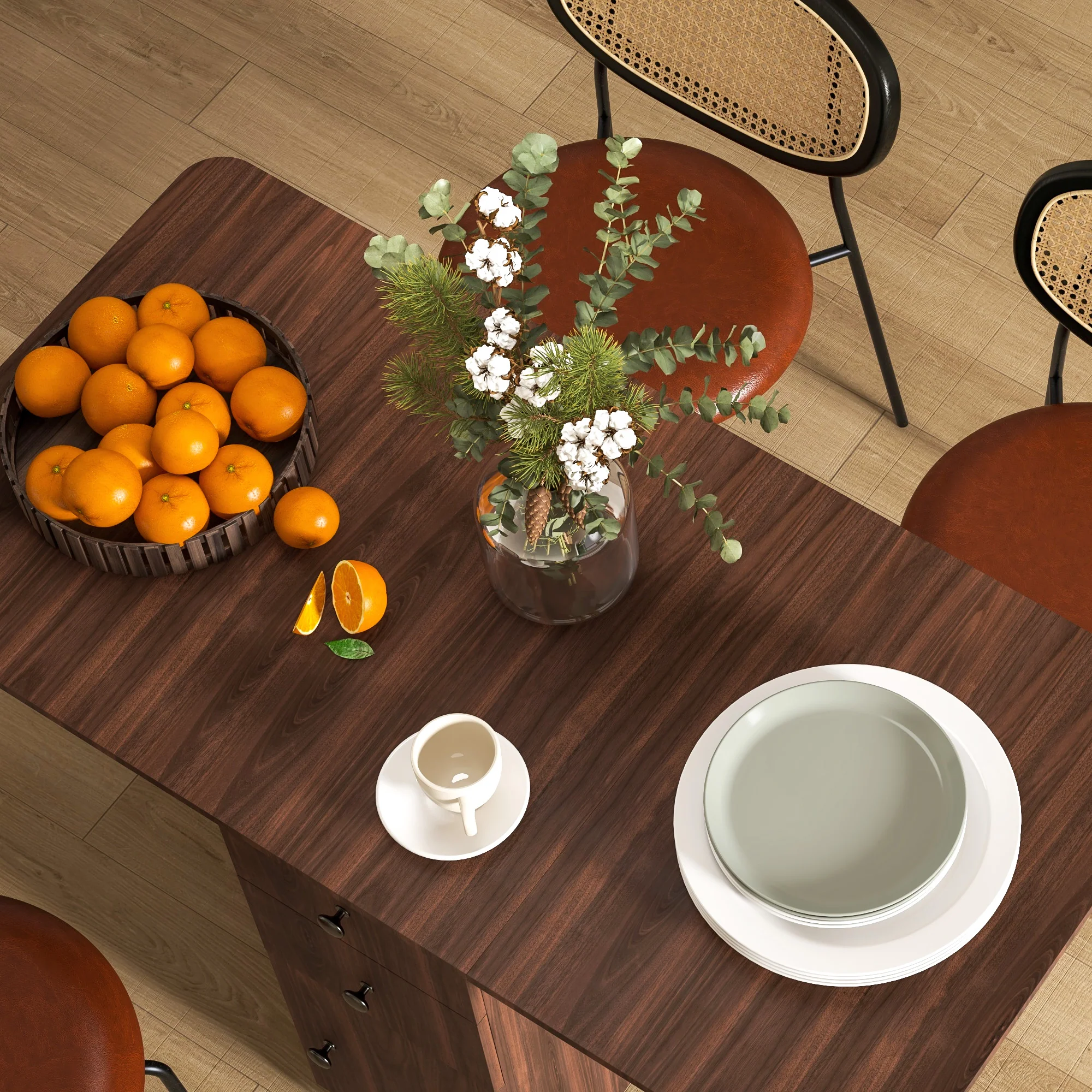 HOMCOM Folding Dining Table, Drop Leaf Table With Drawers Distressed - Image 18