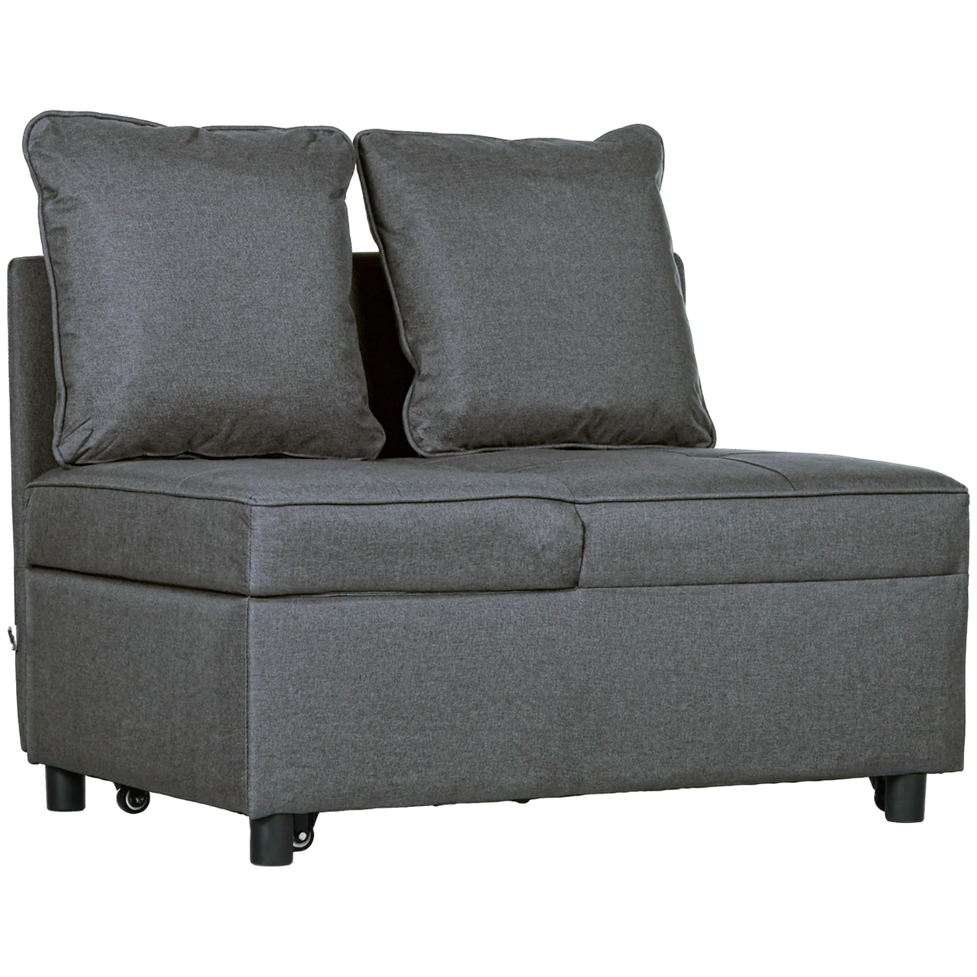 HOMCOM Folding Sleeper Sofa Bed Chair With Pillows, Pocket, Grey