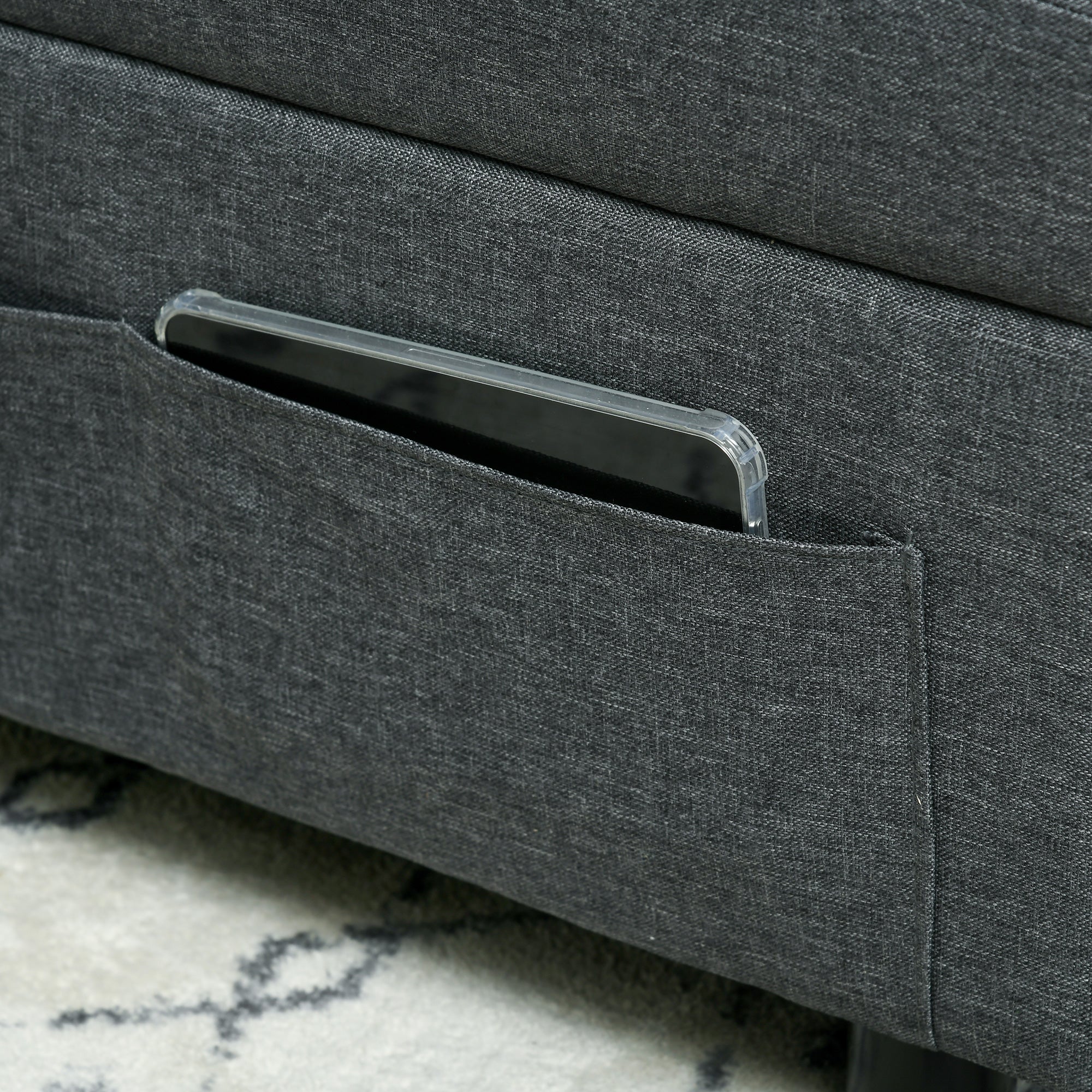 HOMCOM Folding Sofa Bed Adjustable Single Sleeper W/ Pillow Side Pocket, Grey - Image 9