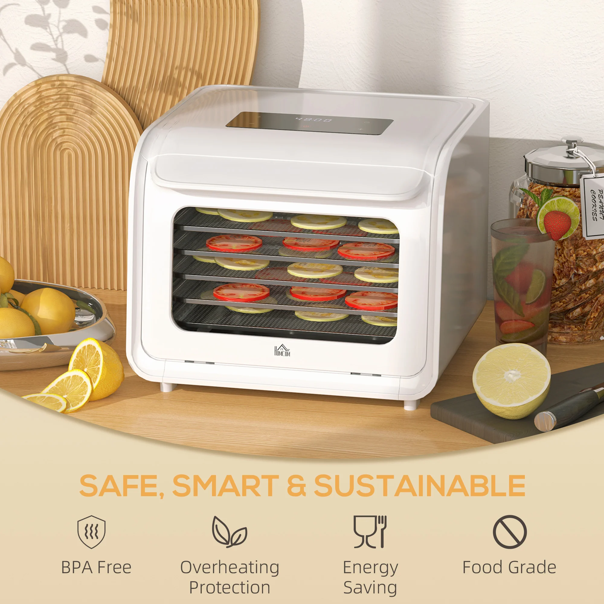 HOMCOM Food Dehydrator With 6 Stainless Steel Tray, For Fruit, Meat - Image 17