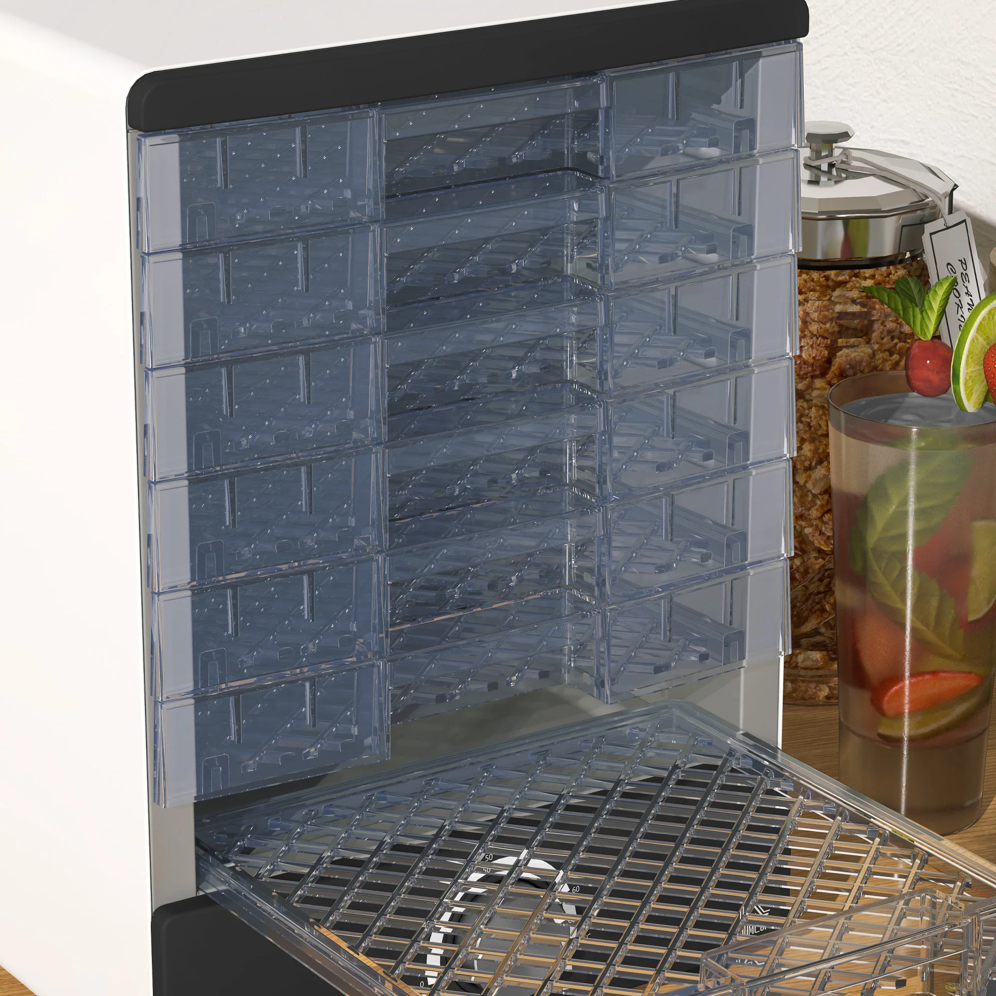 HOMCOM Food Dehydrator With 7 Stainless Steel Tray, For Fruit, Meat, White - Image 8