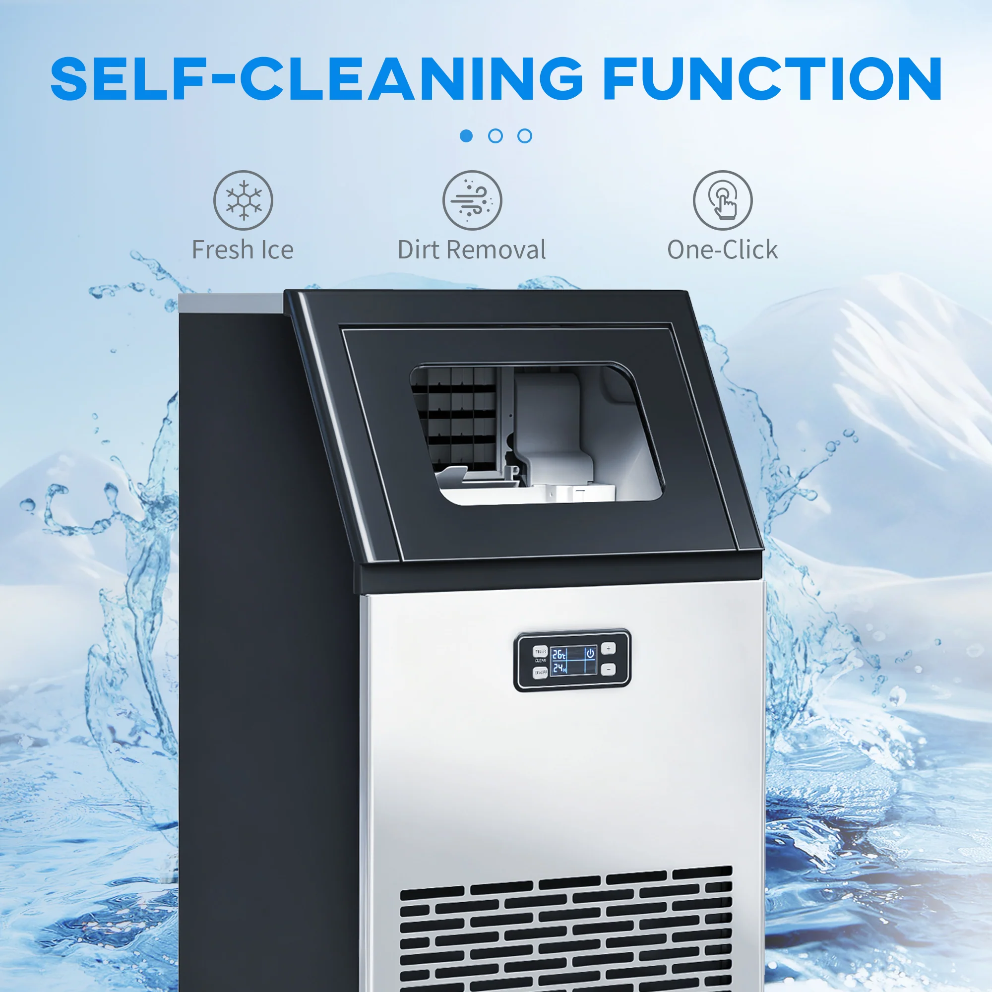 HOMCOM Freestanding Ice Machine With 45kg/24H Capacity, Commercial Ice Maker - Image 6