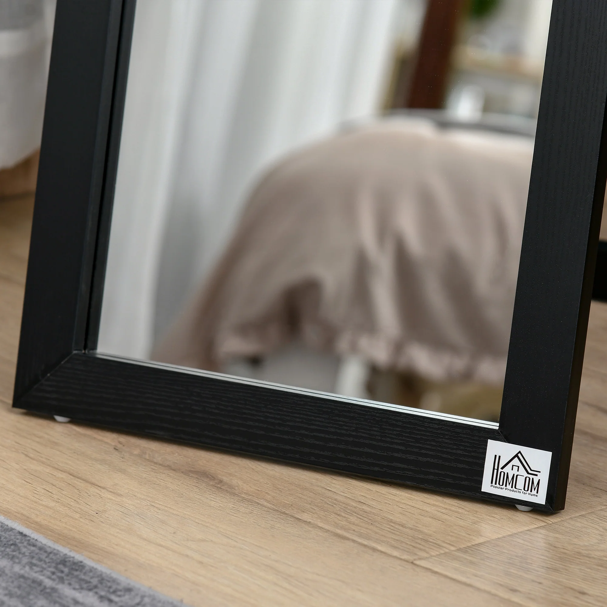 HOMCOM Full Length Mirror, Floor Standing or Wall-Mounted Long Mirror, Black - Image 9