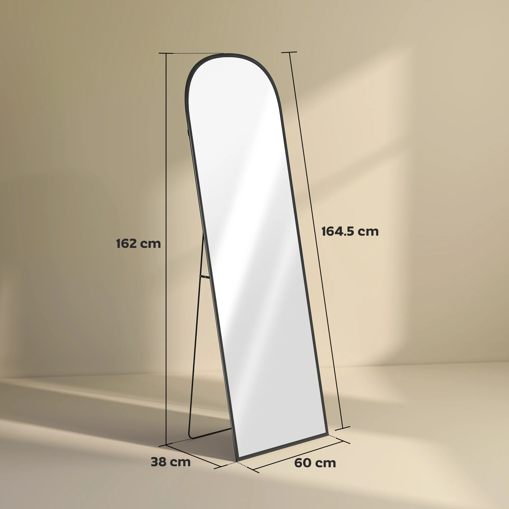 HOMCOM Full Length Mirror With Aluminium Alloy Frame Hanging Or Leaning - Image 5