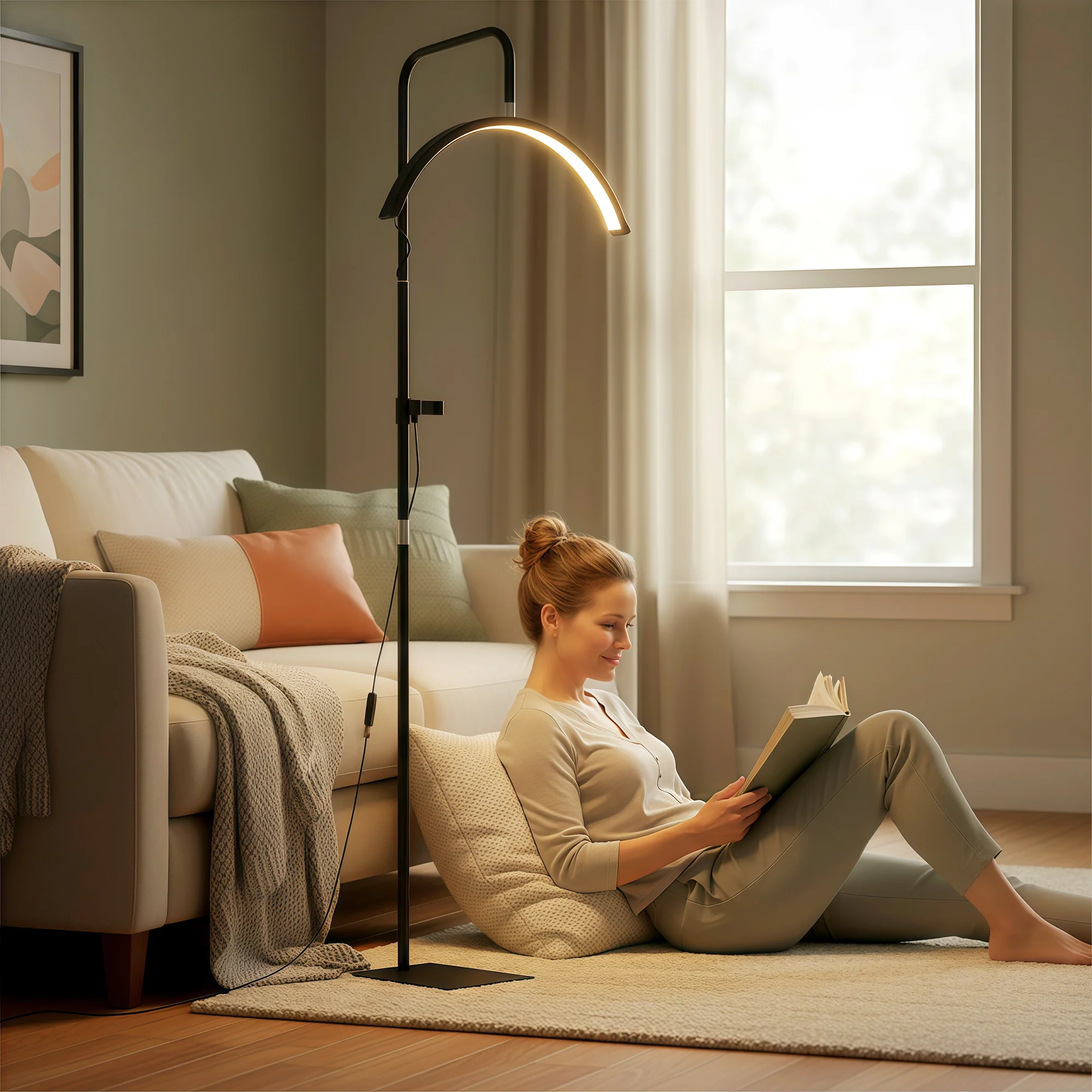 HOMCOM Half Moon Lash Light, Beauty Floor Lamp With Rotatable Head - Image 9