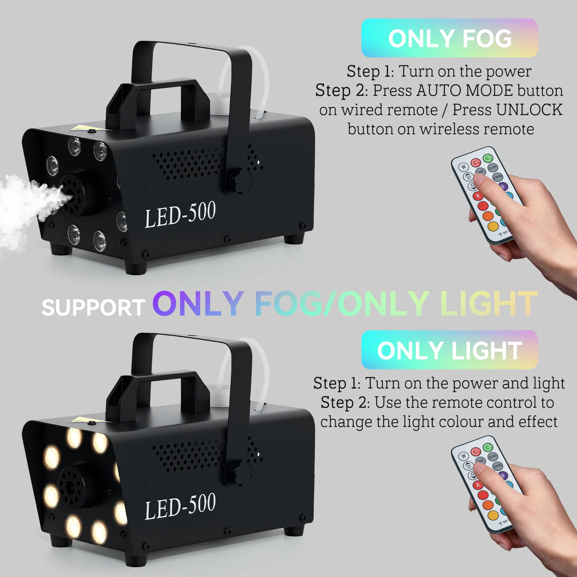 HOMCOM Halloween Fog Machine with 13 LED Colours and 4 Effects, 450W 2000CFM - Image 4