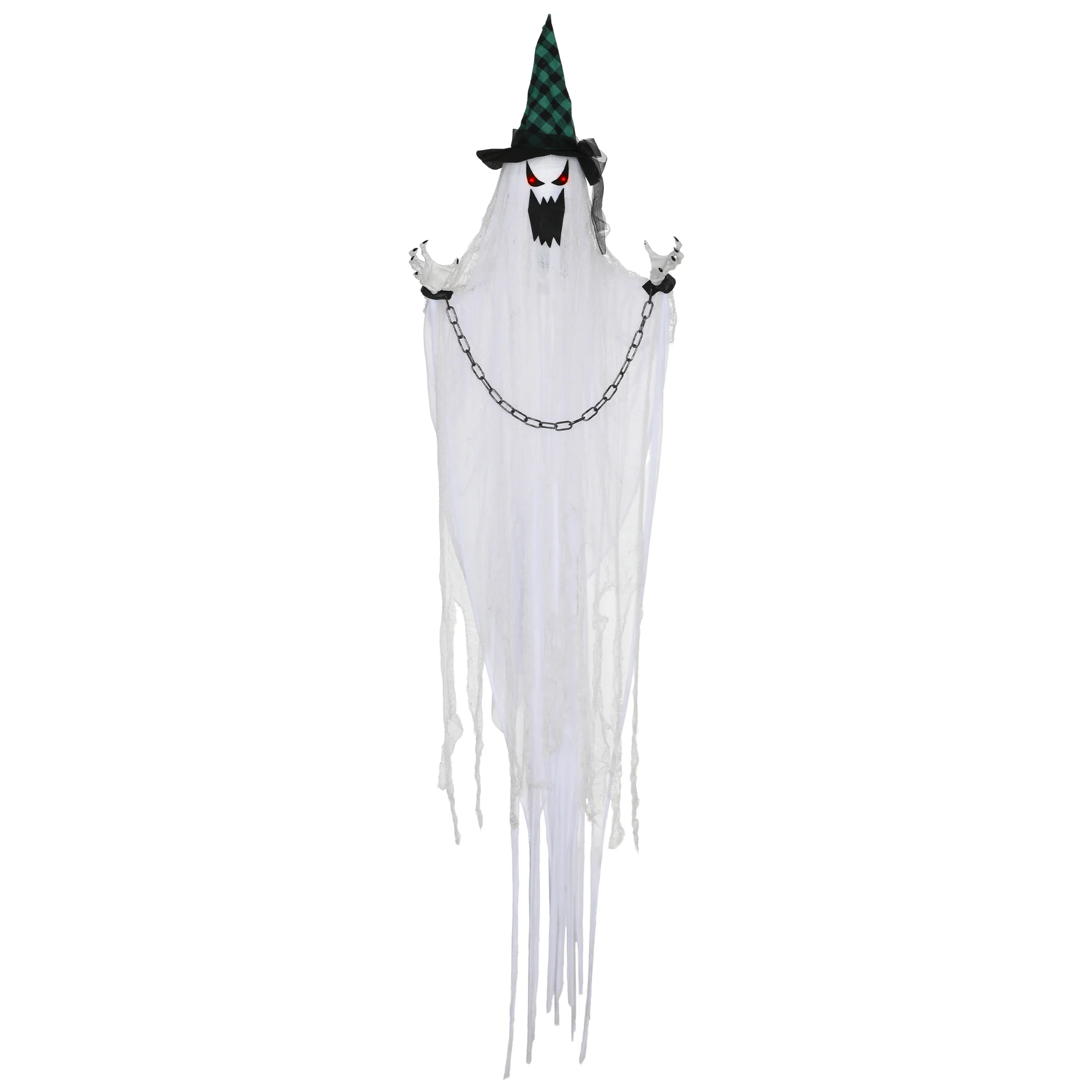 HOMCOM Hanging Halloween Ghost Animatronic Prop for Indoor Outdoor