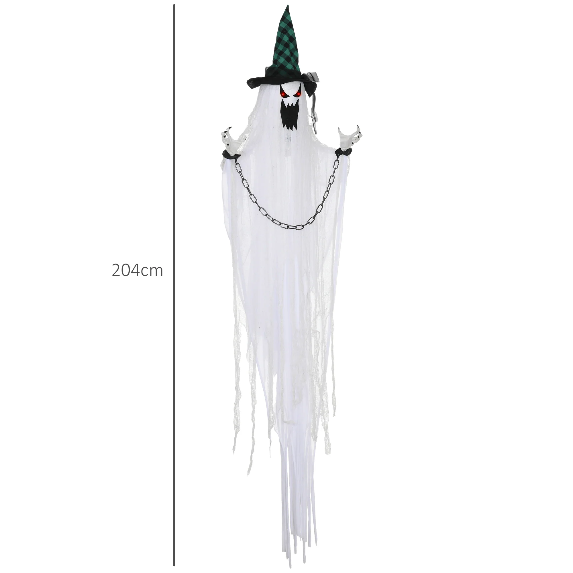 HOMCOM Hanging Halloween Ghost Animatronic Prop for Indoor Outdoor - Image 3