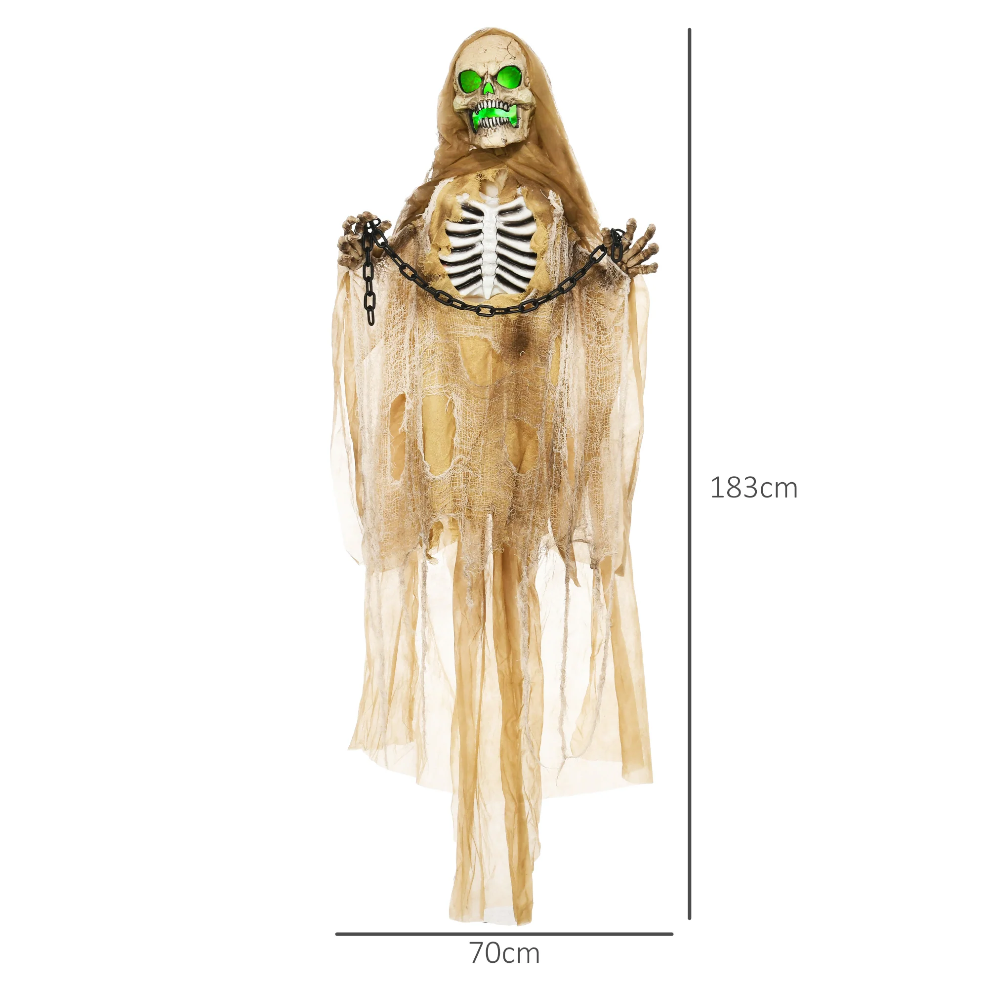 HOMCOM Hanging Halloween Skeleton Animatronic Prop for Indoor Outdoor - Image 3