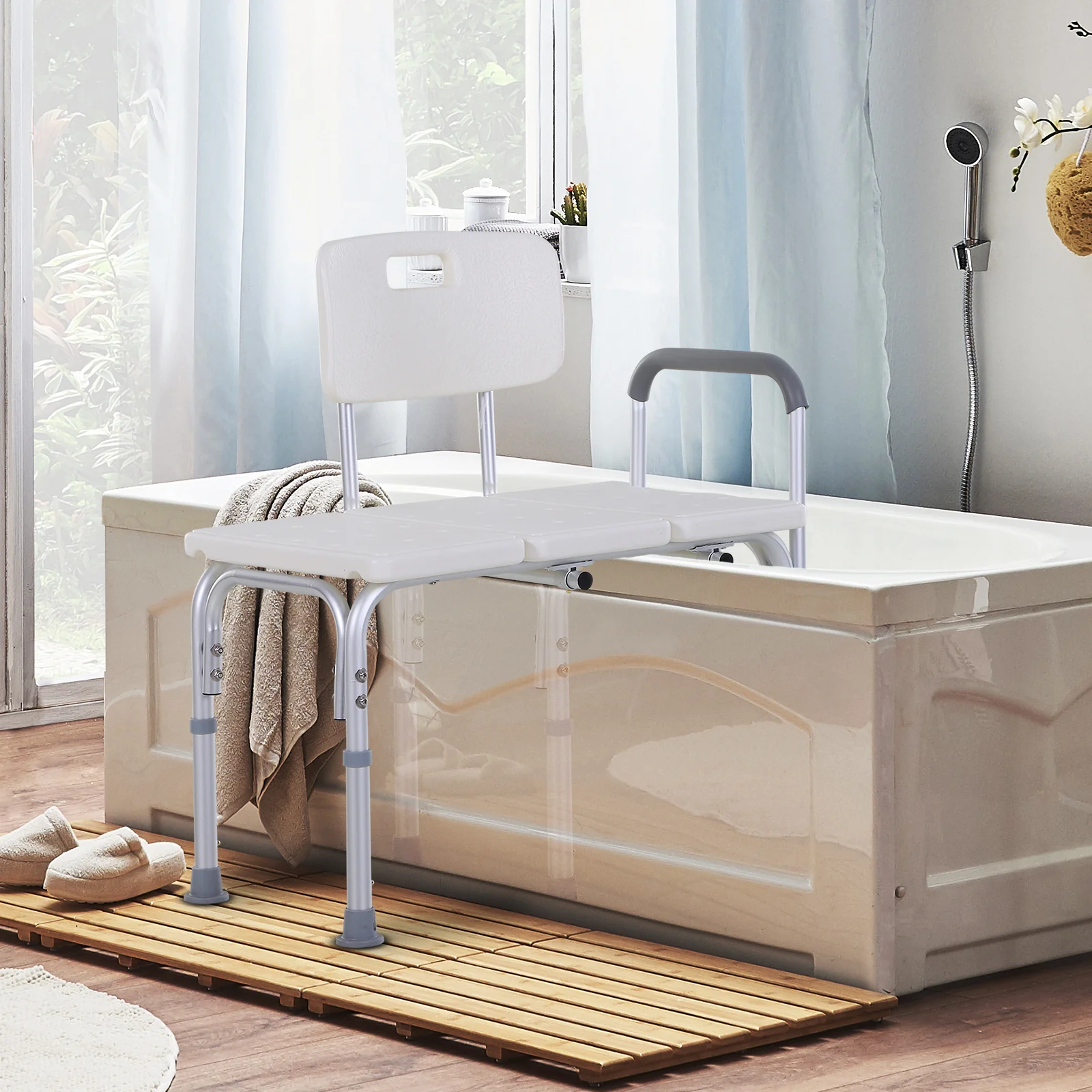 HOMCOM Height Adjustable Shower Chair