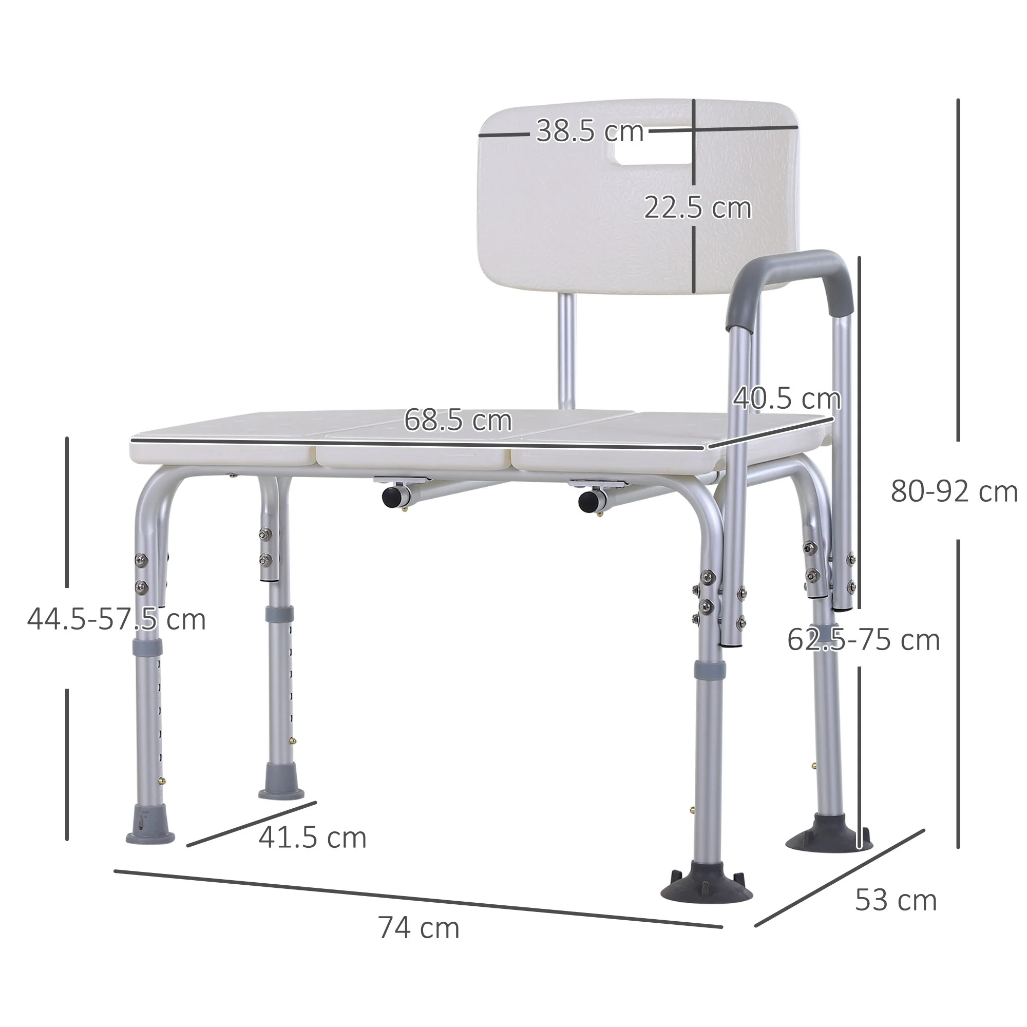 HOMCOM Height Adjustable Shower Chair - Image 4