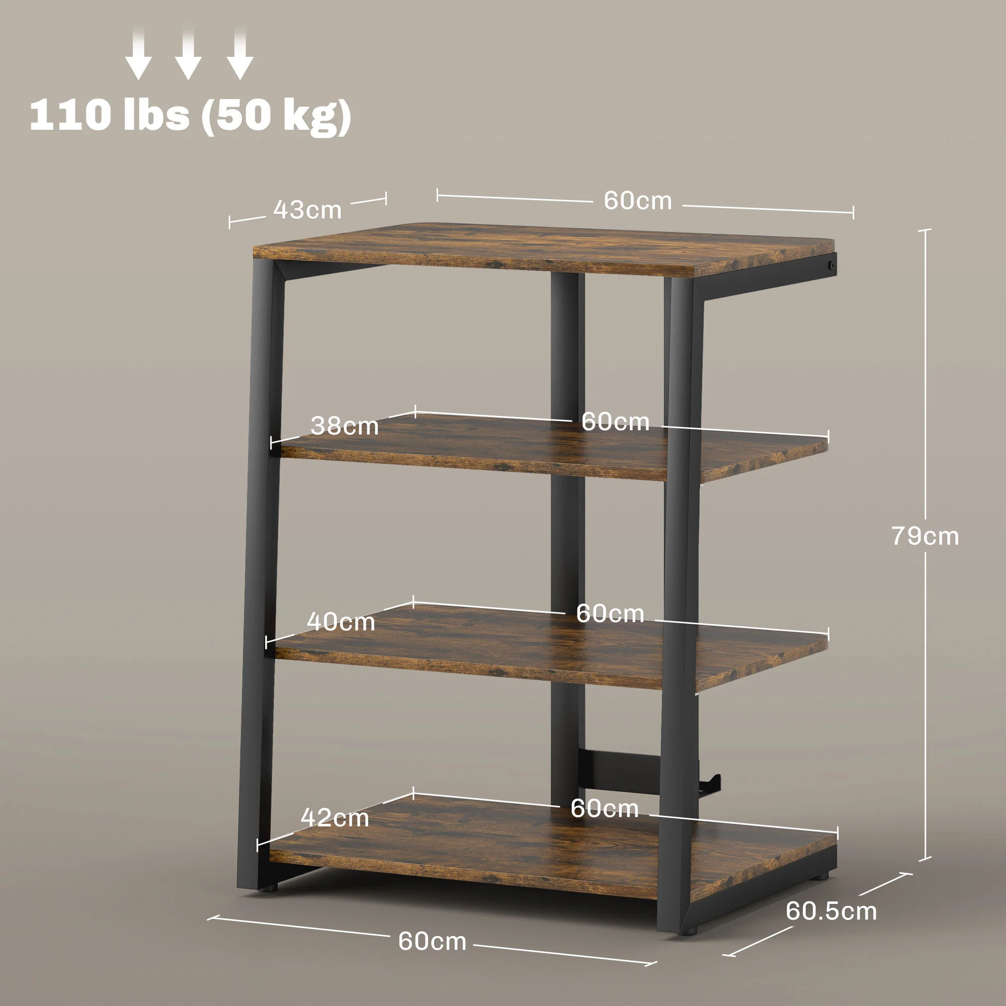 HOMCOM HiFi Rack Stand W/ 4-Tier Record Player Stand - Image 14