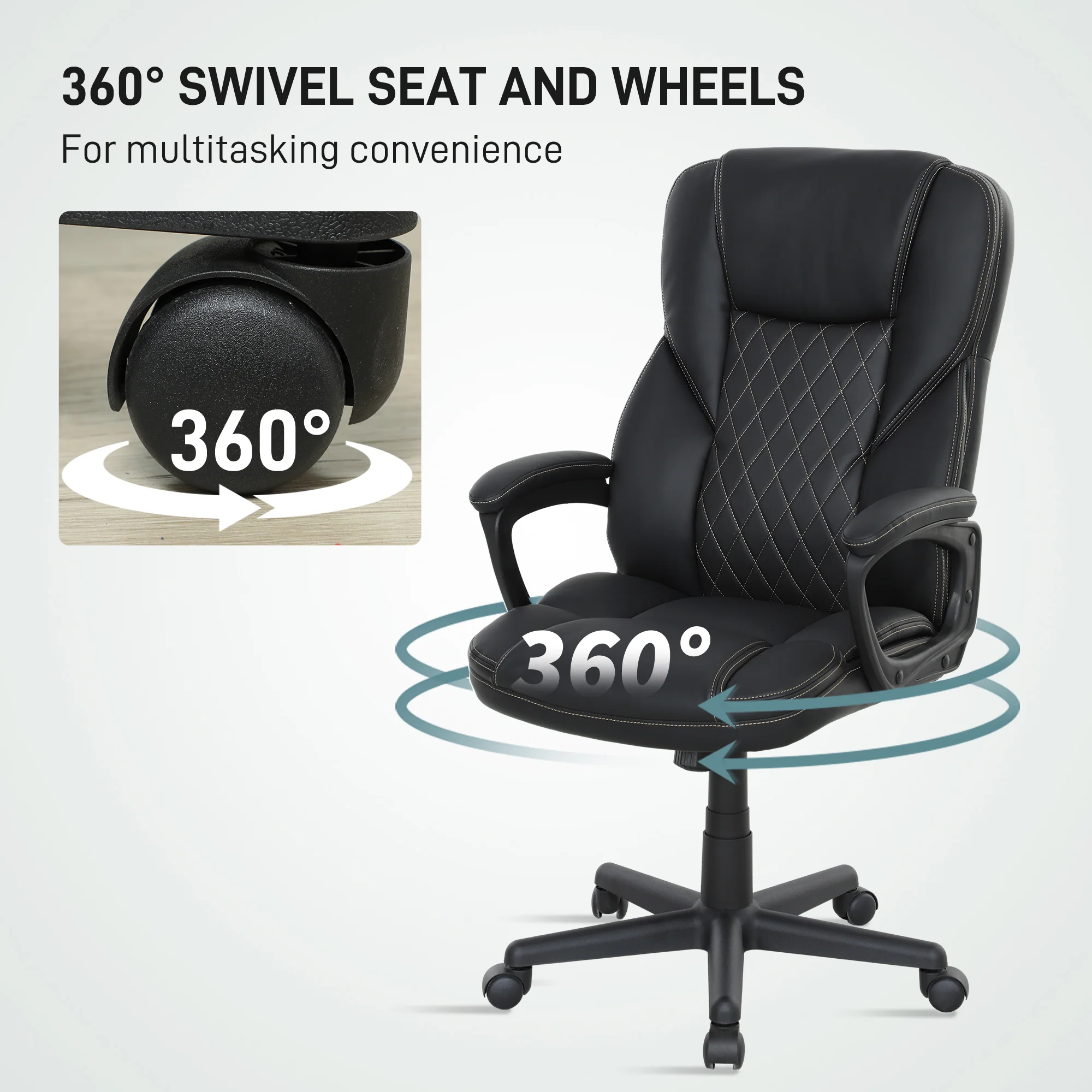 HOMCOM High Back Executive Office Chair with Adjustable Height Arms Black - Image 7