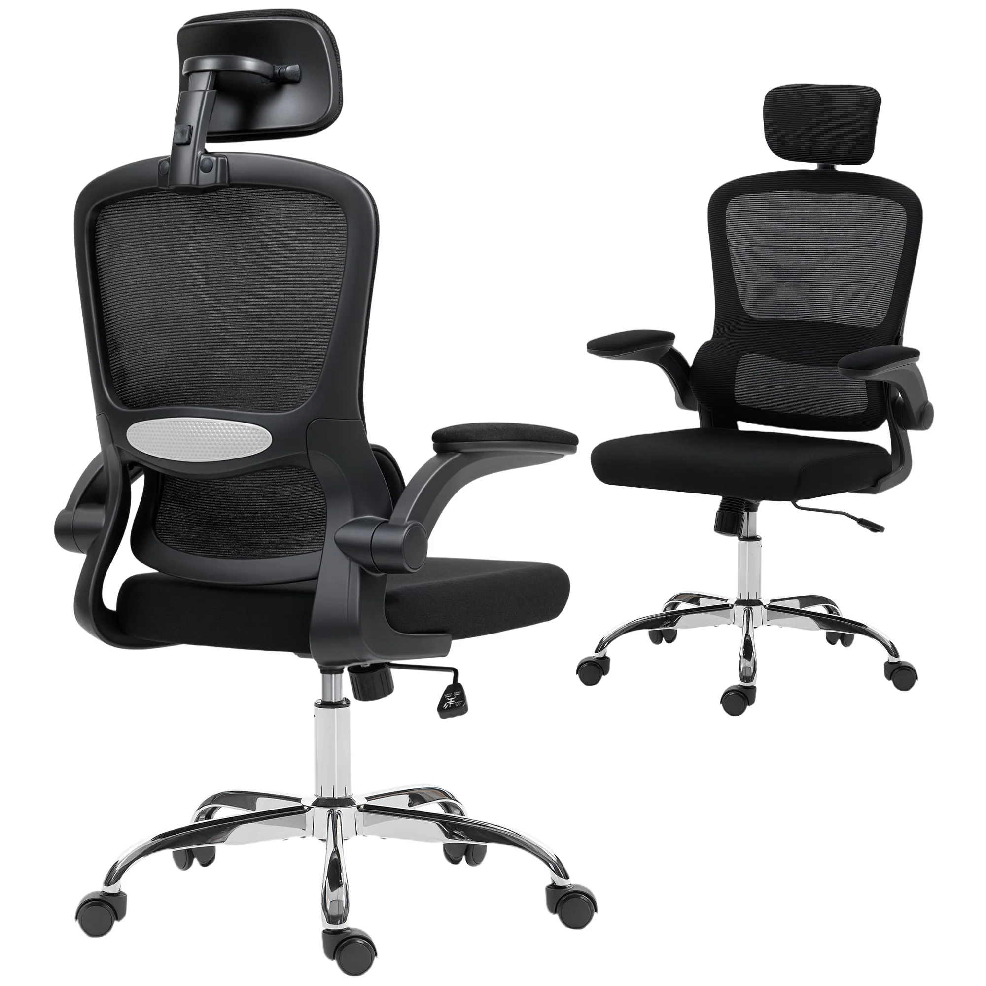 HOMCOM High Back Mesh Computer Desk Chair With Lumbar Support, Black
