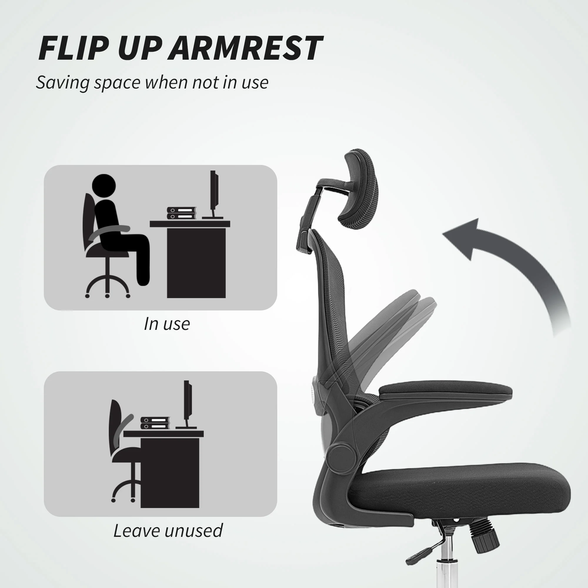 HOMCOM High Back Mesh Computer Desk Chair With Lumbar Support, Black - Image 7