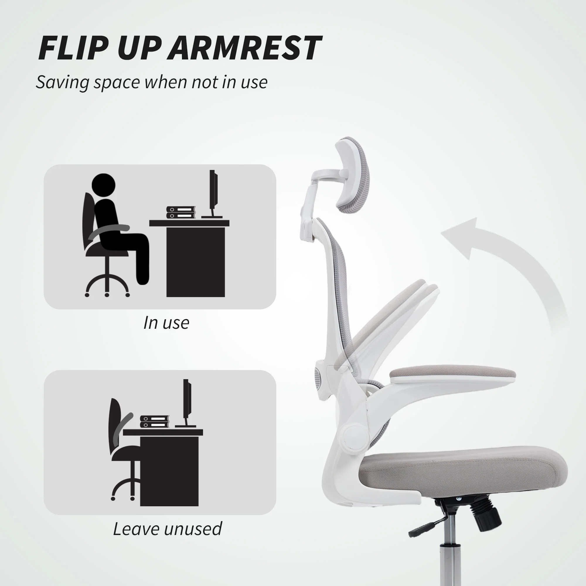 HOMCOM High Back Mesh Computer Desk Chair With Lumbar Support, Grey - Image 7