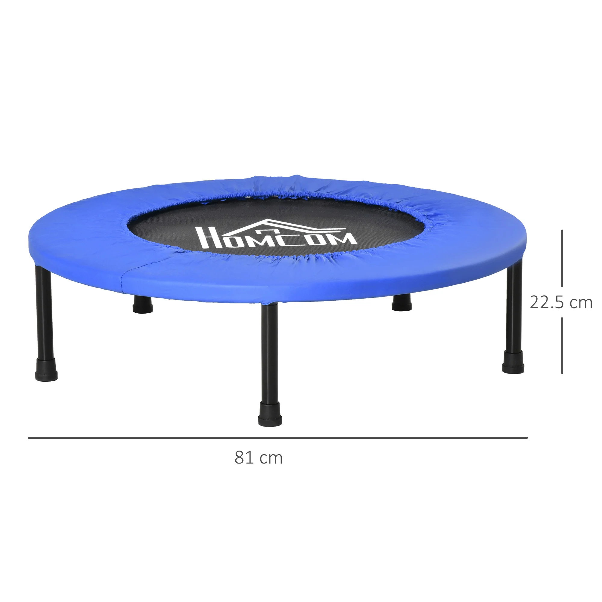 HOMCOM 81cm Fitness Trampoline Exercise, Max Load 100 KG, Blue Black - Image 5